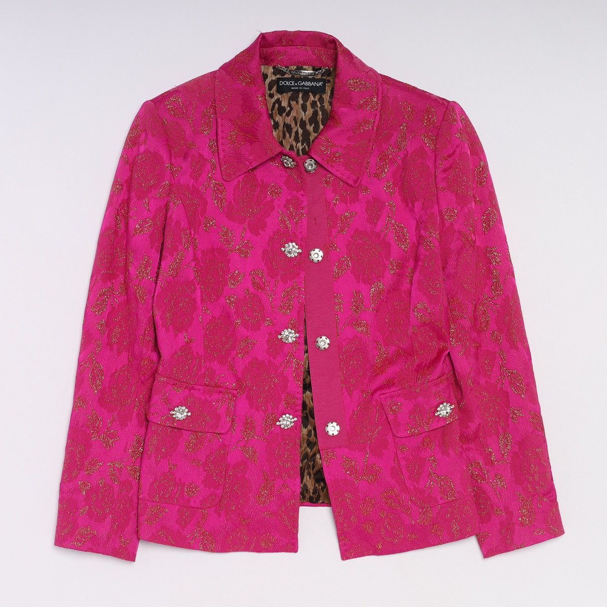Dolce & Gabbana Dolce Gabbana Tuxedo Jacquard Blazer Silk Pink Jacket Flower Size XS / US 0-2 / IT 36-38 - 2 Thumbnail