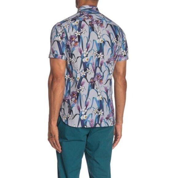 Ted Baker Ted Baker London Mens Blue Hawaiian Short Sleeve Button Up S Size US XL / EU 56 / 4 - 2 Thumbnail