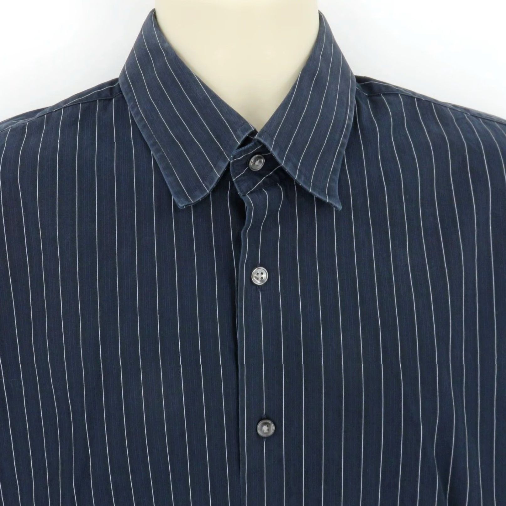 Hugo Boss HUGO BOSS Men Dress Shirt Striped Blue White Black 16.5 34/35 Collared Button Long Sleeve Regular Size 16.5 Size US XL / EU 56 / 4 - 2 Thumbnail
