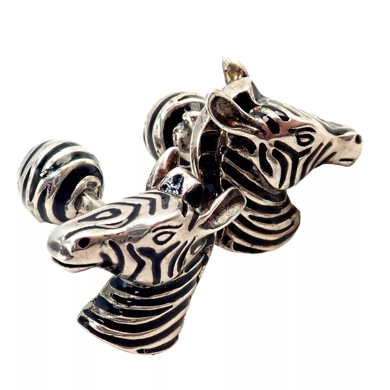 Tiffany & Co. Silver Black Enamel Zebra Cufflinks Size ONE SIZE - 1 Thumbnail