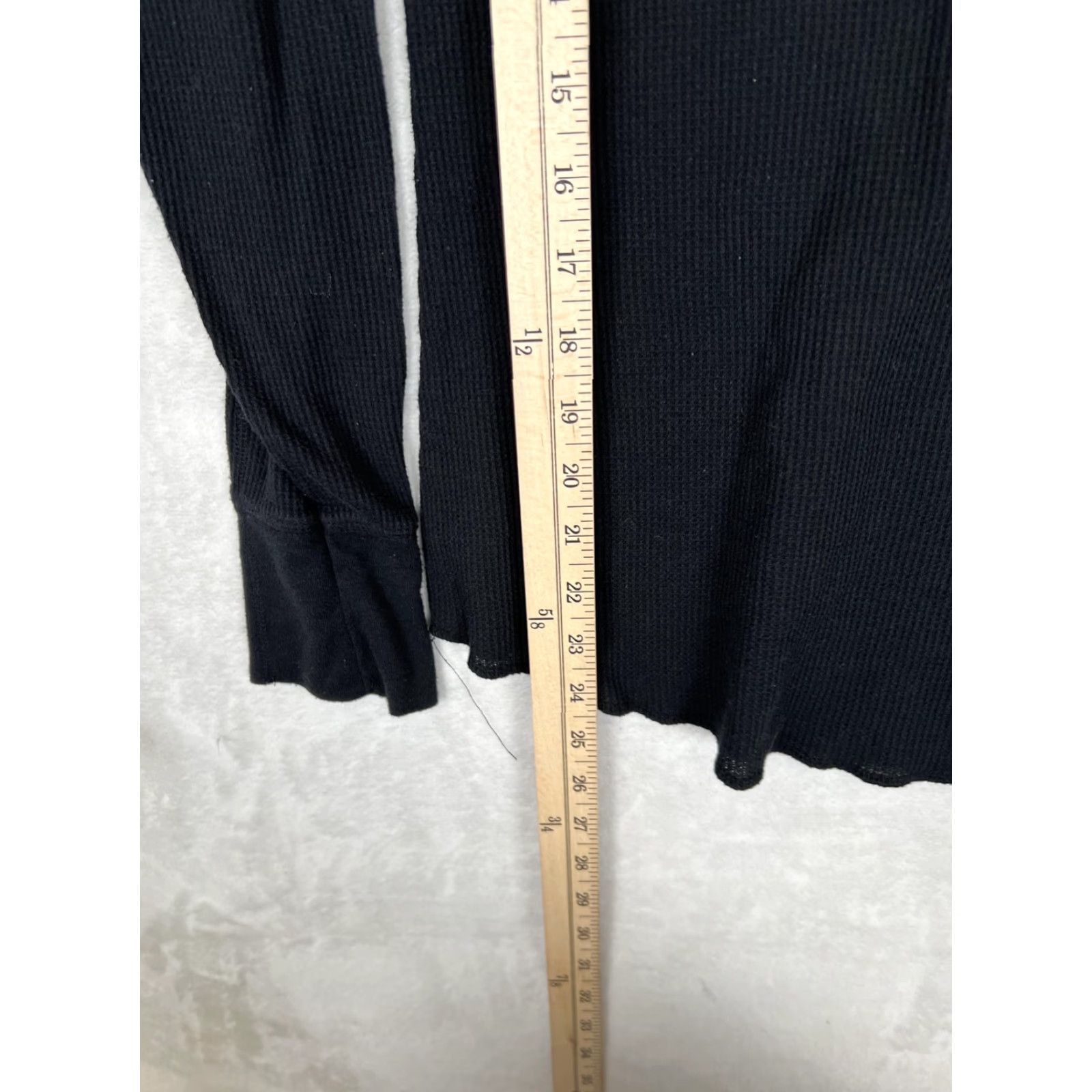 Mossimo Mossimo Supply Co. Shirt Womens XL Black Waffle Knit Long Sleeve Top Thermal Y2K Size XL / US 12-14 / IT 48-50 - 3 Thumbnail