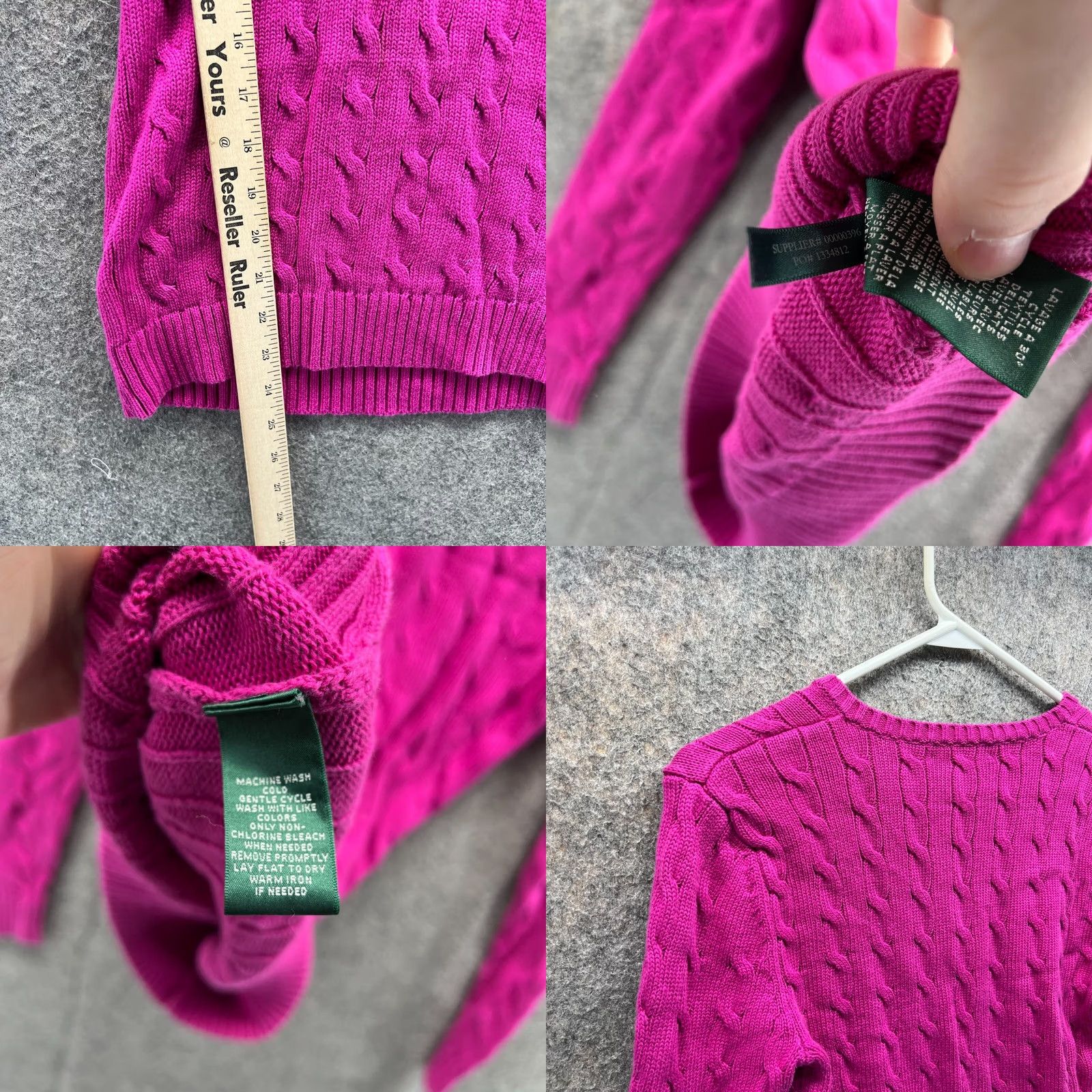Ralph Lauren VINTAGE Lauren Ralph Lauren Sweater Women Small Pink V-Neck Pullover Cable Knit Pony Pullover Knit Boyfriend S Pink Womens sweaters-allsorts Size S / US 4 / IT 40 - 8 Thumbnail