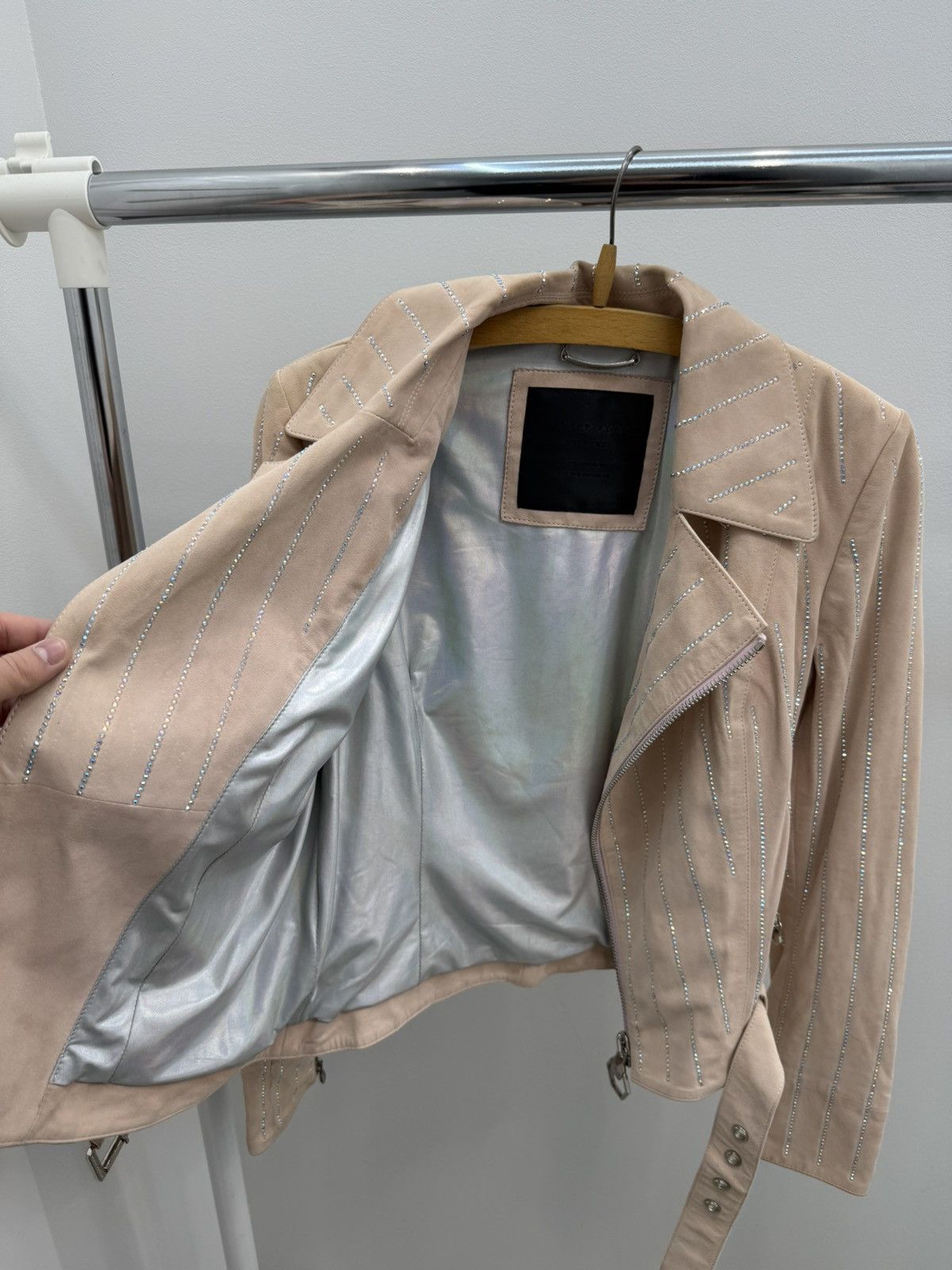 Philipp Plein Philipp Plein Crystals Pink Leather Biker Jacket Size L / US 10 / IT 46 - 12 Thumbnail