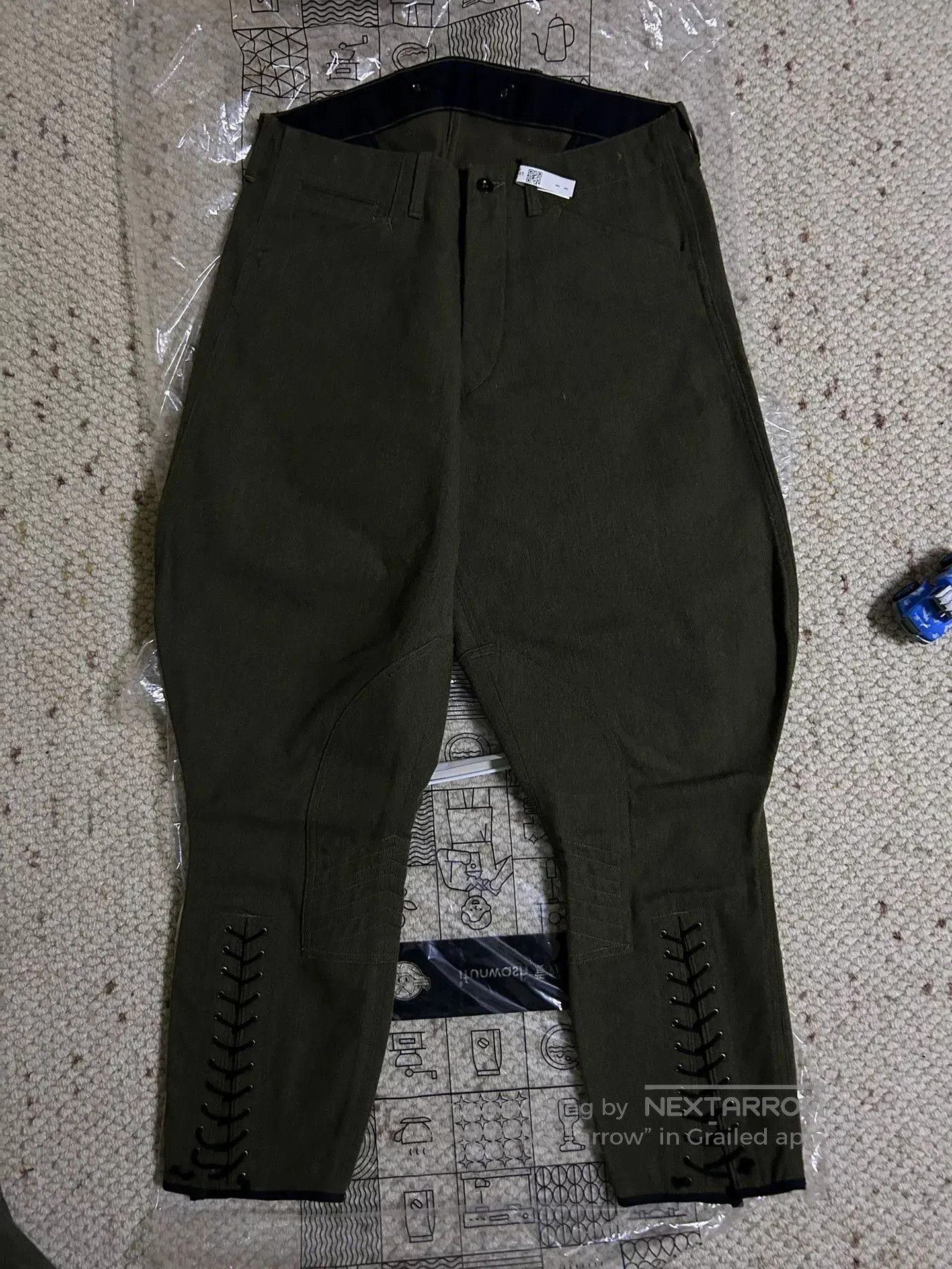 BLACK SIGN olive green wool riding pants. Size US 32 / EU 48 - 1 Thumbnail