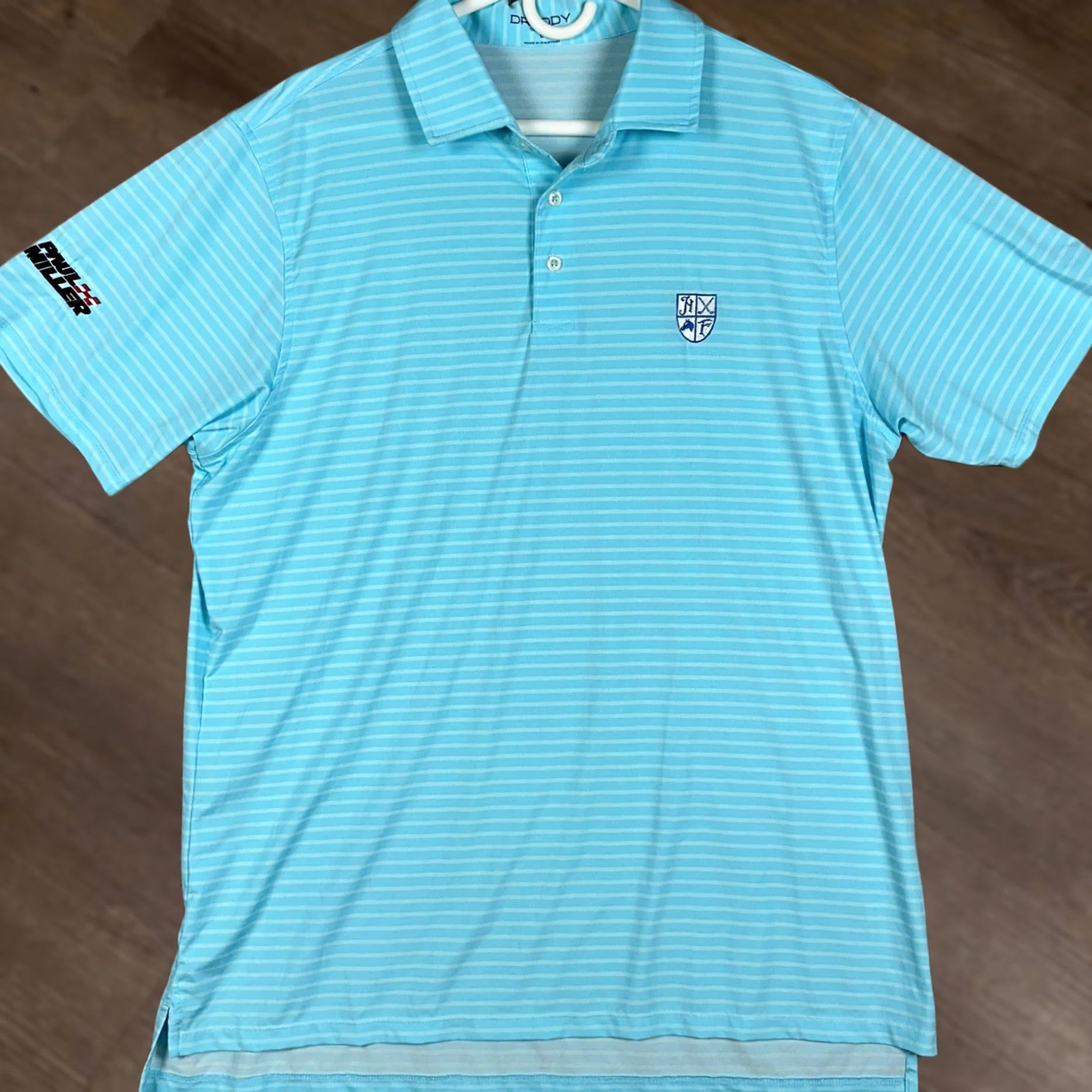 Vintage B. Draddy Sport Polo Shirt Men L Blue Stripe Shirt Golf Performance Stretch Size US L / EU 52-54 / 3 - 1 Thumbnail