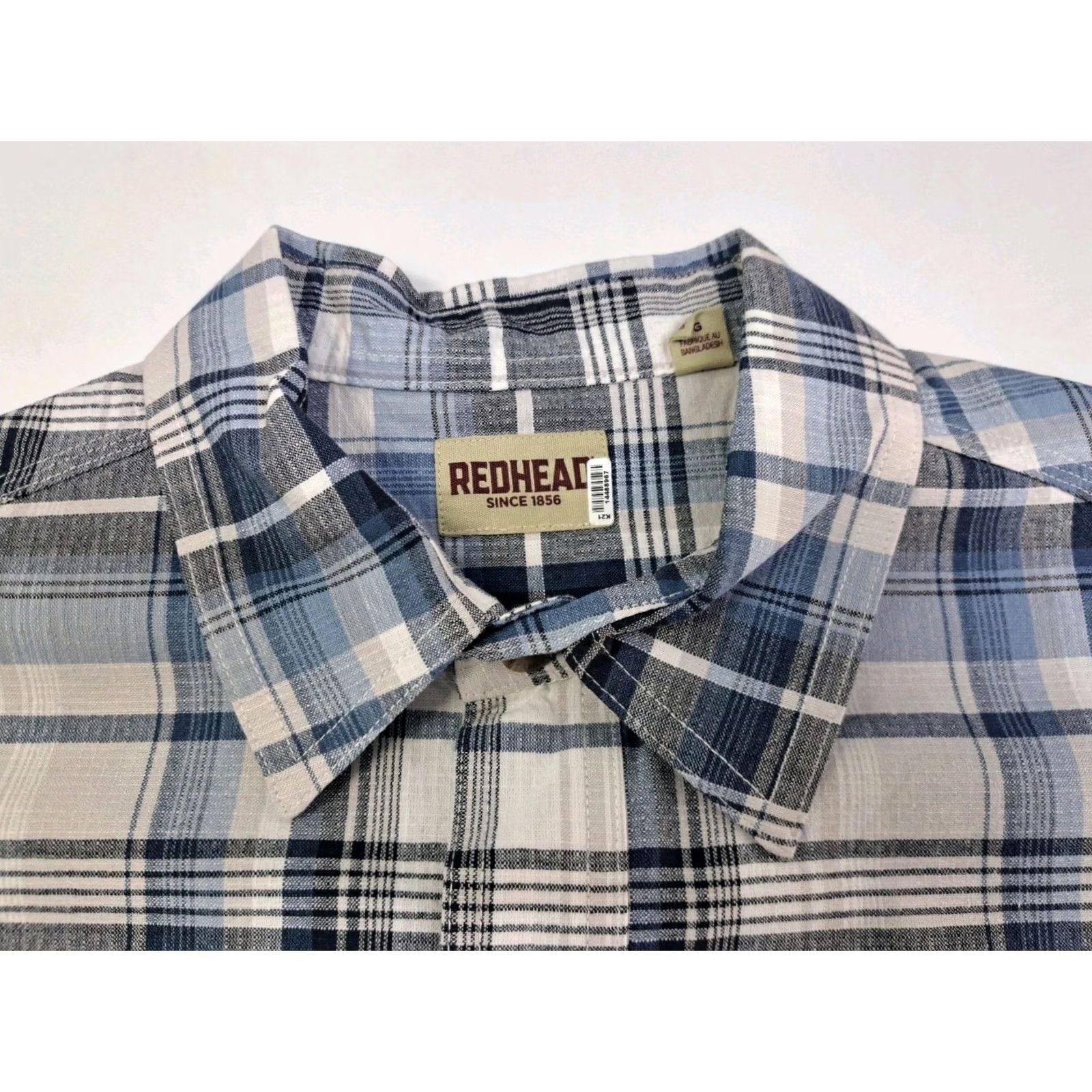 Vintage Red Head Mens Plaid Button Up Shirt Size Large Blue/Grey Short Sleeve C #7262 Size US L / EU 52-54 / 3 - 2 Thumbnail