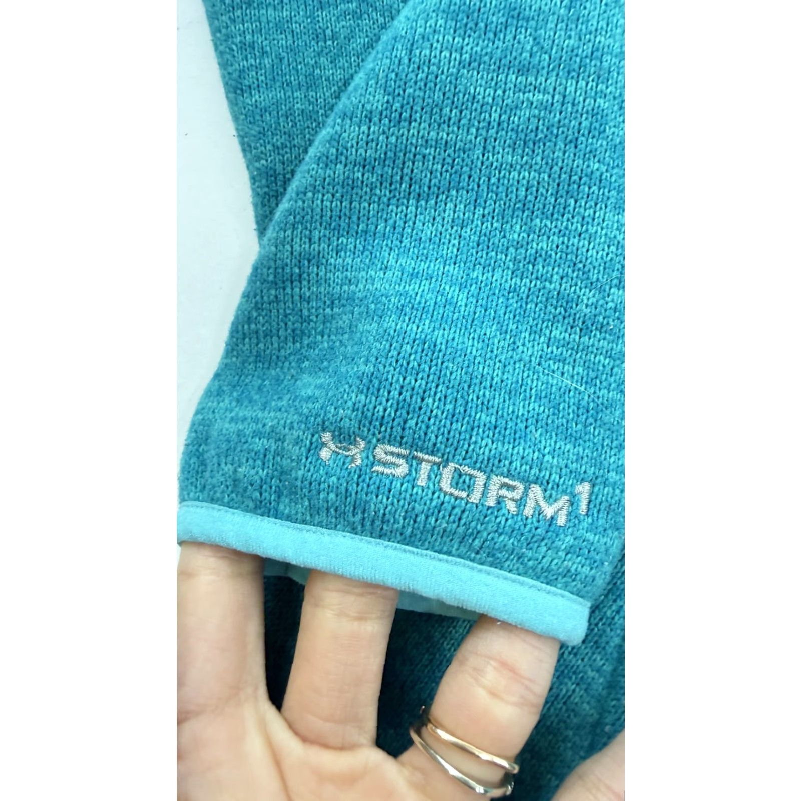 Under Armour Under Armour Pullover Womens M Blue 1/4 Zip Mock Neck Long Sleeve Fleece ColdGear Storm1 Sweatshirt Top Size M / US 6-8 / IT 42-44 - 3 Thumbnail