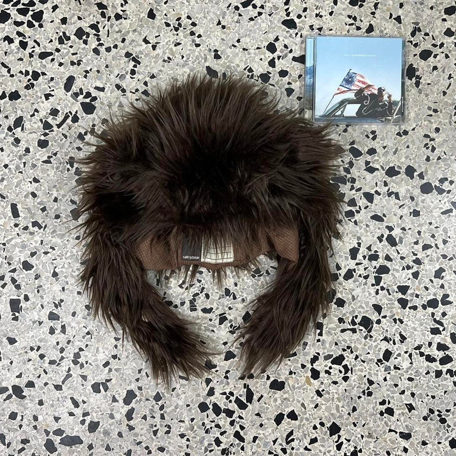 image of Archival Clothing x Safety Bear Furry Hat: in Brown, Men's
