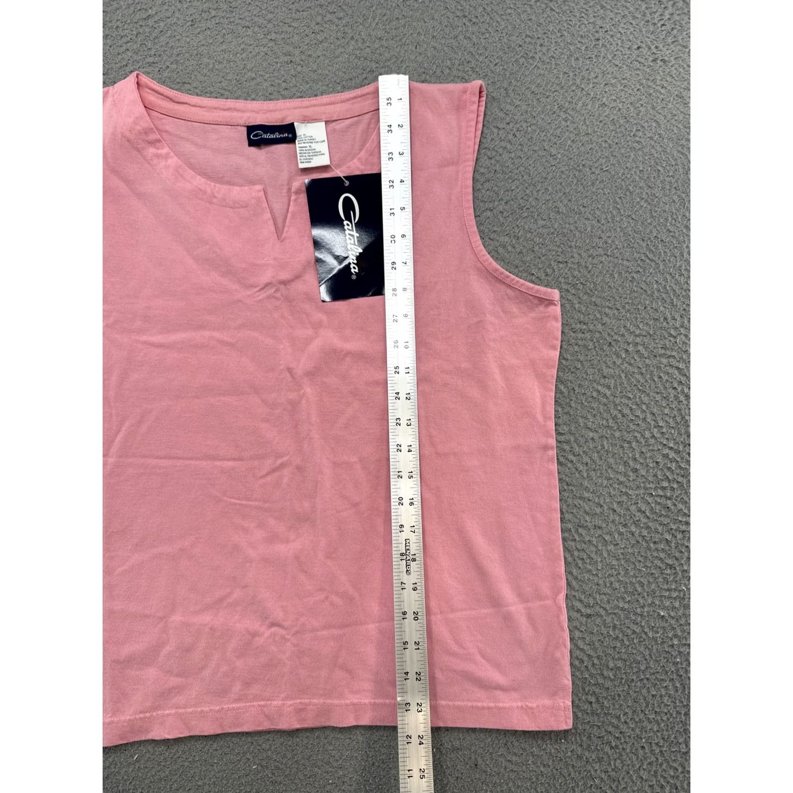 Catalina VINTAGE Catalina Women’s Pink 100% Cotton Sleeveless Tank Top XL Shirt, V Neck, Round Neck, Pullover, Basic Retro Size XL / US 12-14 / IT 48-50 - 7 Thumbnail