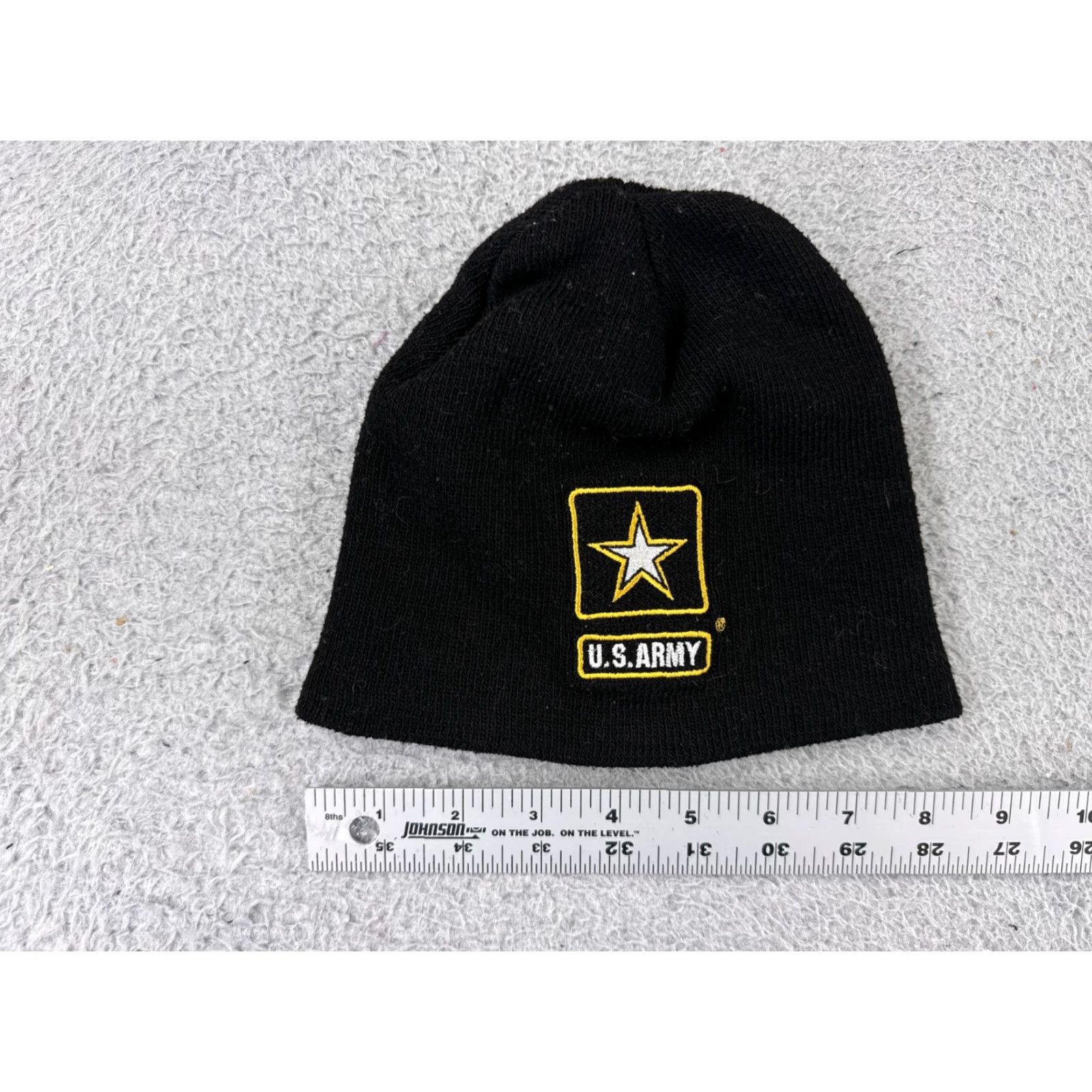 Vintage US Army Beanie Hat One Size Black Knit 100% Polyester Winter Skein Warm Adult Men Men’s? Size ONE SIZE - 2 Thumbnail