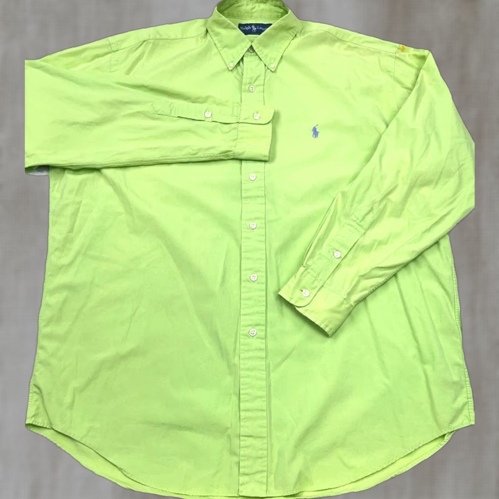 Ralph Lauren Ralph Lauren Shirt Men L Green Purple Button Up Blake Dress Two Ply Poplin P Size 42R - 1 Thumbnail