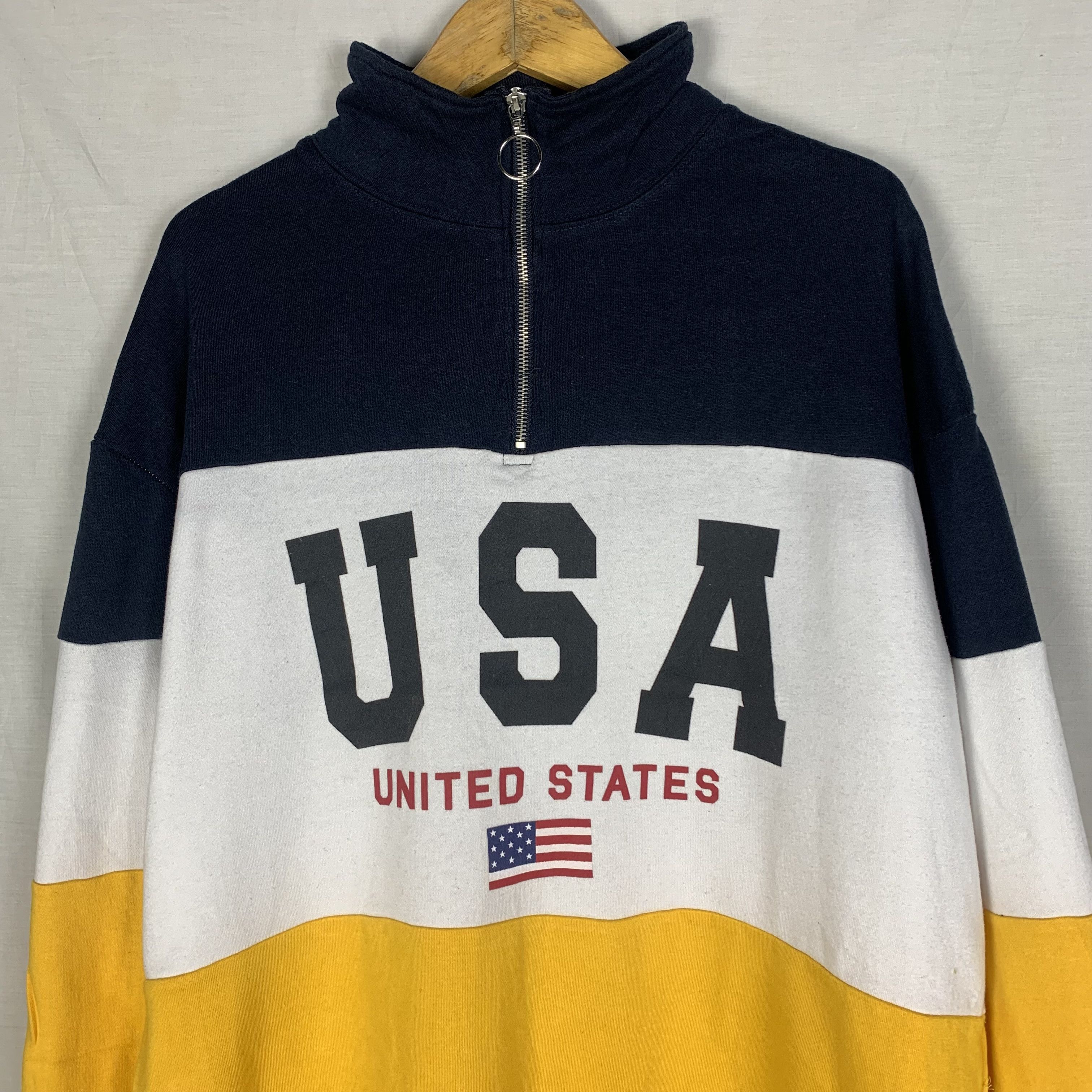 Japanese Brand USA 3 Tone Half Zip Sweatshirt Crewneck Size US M / EU 48-50 / 2 - 2 Thumbnail