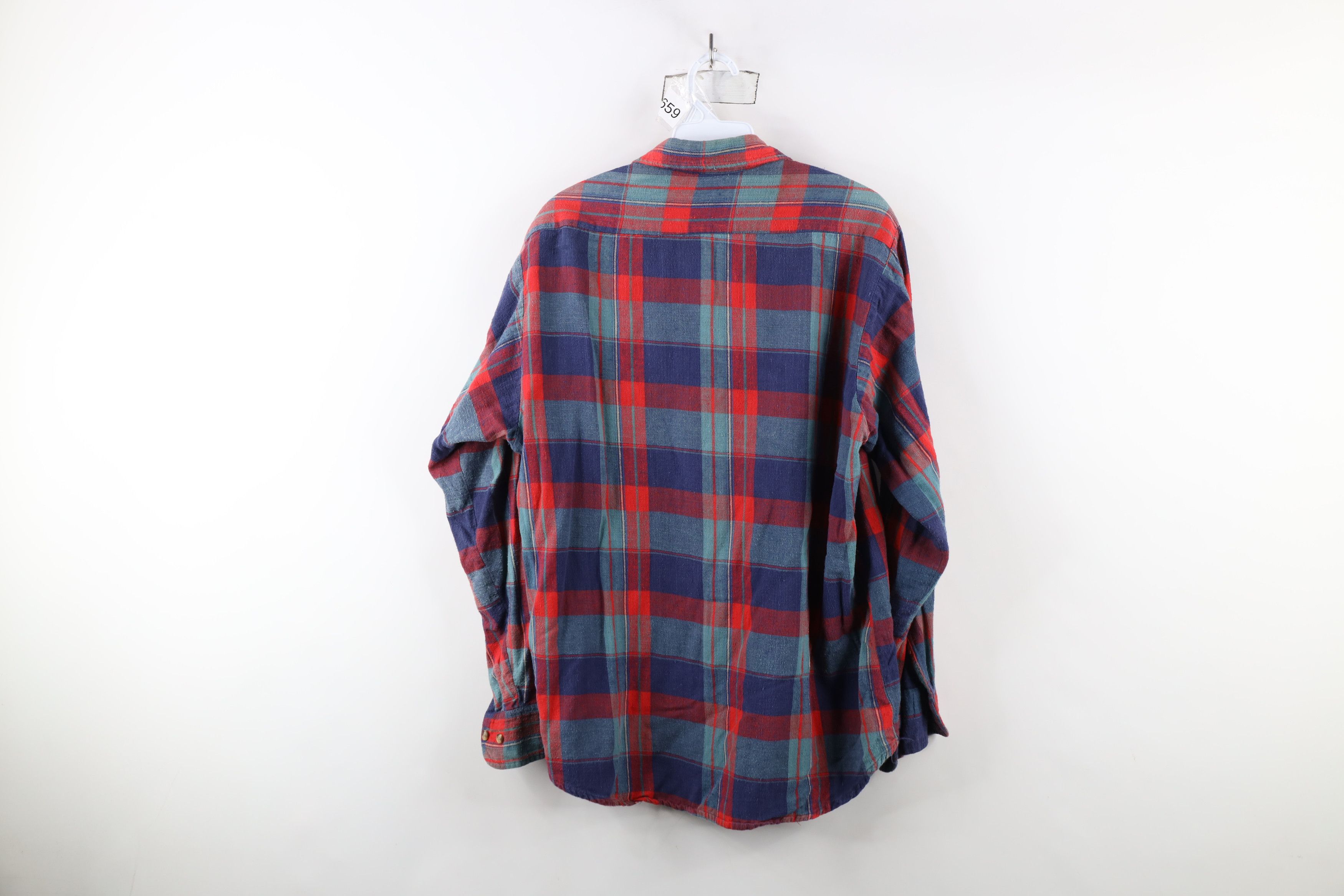 Vintage Vintage 70s Streetwear Faded Plaid Flannel Button Shirt Size US L / EU 52-54 / 3 - 11 Thumbnail