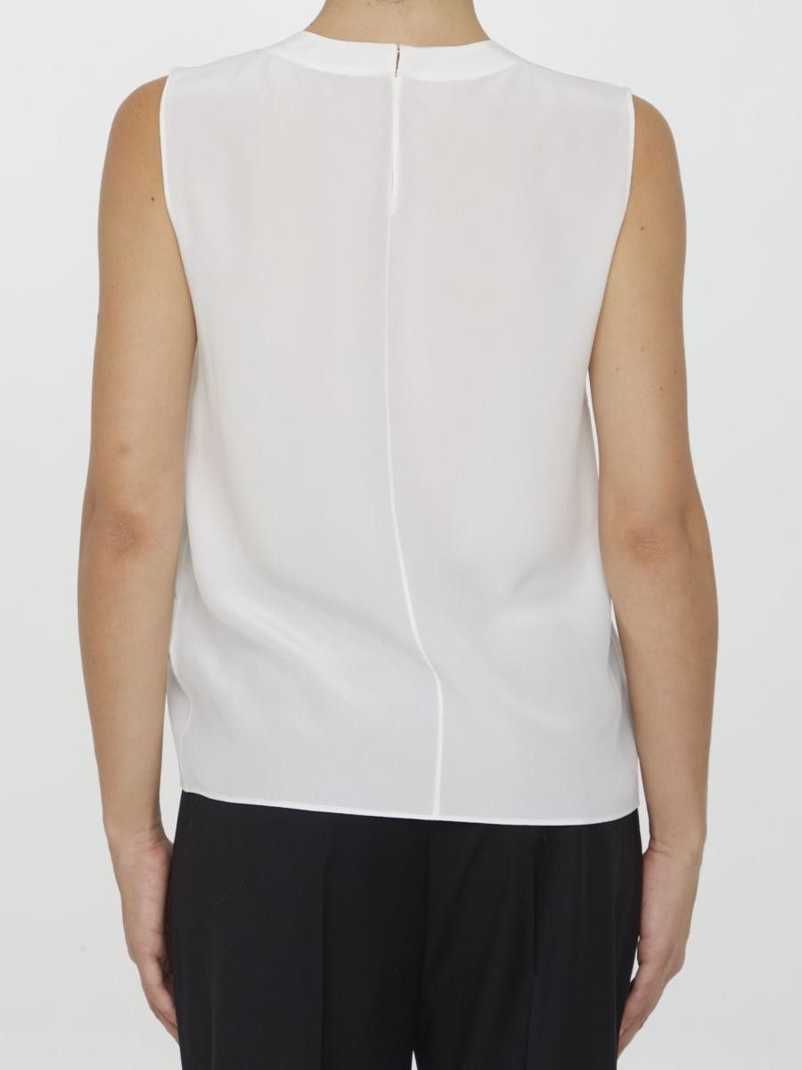 Saint Laurent Paris oc11z1125 Top Crepe De Chine in White Size XS / US 0-2 / IT 36-38 - 4 Thumbnail