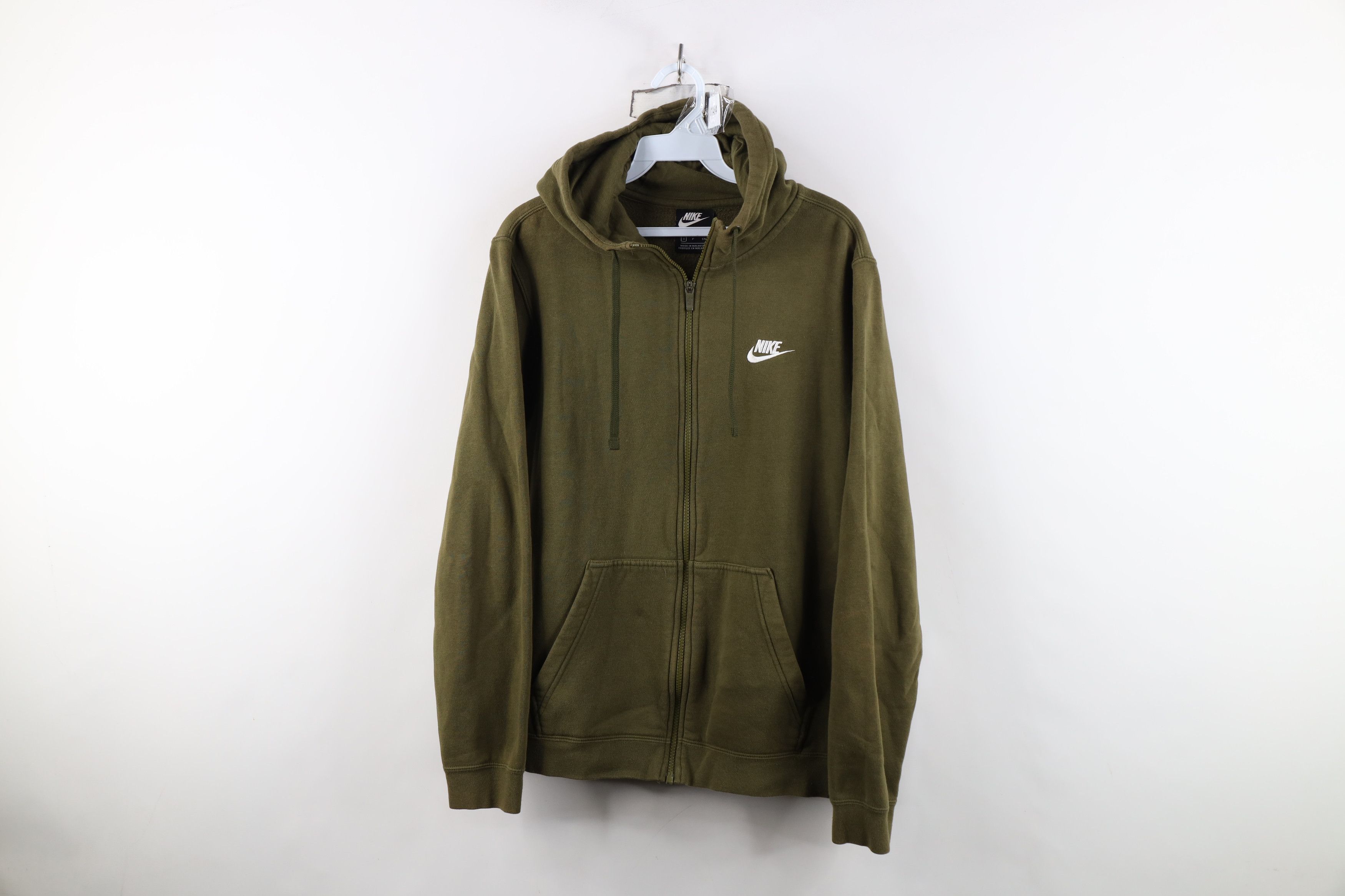 Vintage Y2K Nike Mini Swoosh Full Zip Hoodie Olive Green