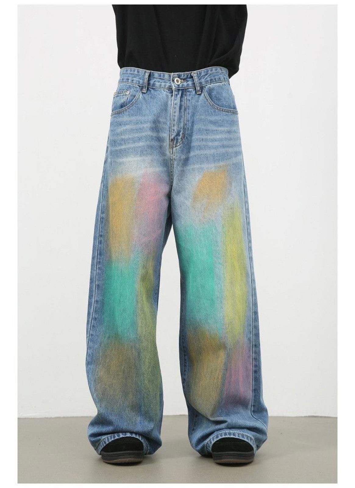 Japanese Brand Baggy Paint Splatter Denim Jeans Size US 30 / EU 46 - 6 Thumbnail