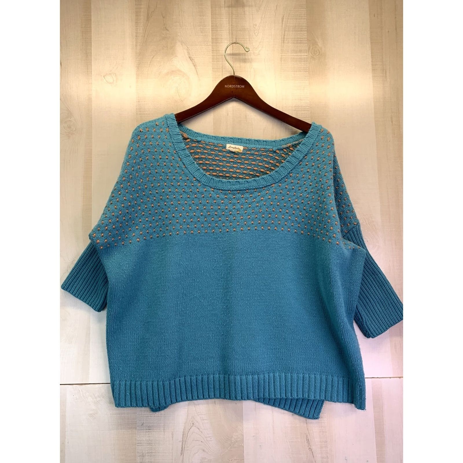 Vintage LoveRiche Women’s Polka Dot Blue Short Sleeve Knit Crop Sweater M Size M / US 6-8 / IT 42-44 - 2 Thumbnail