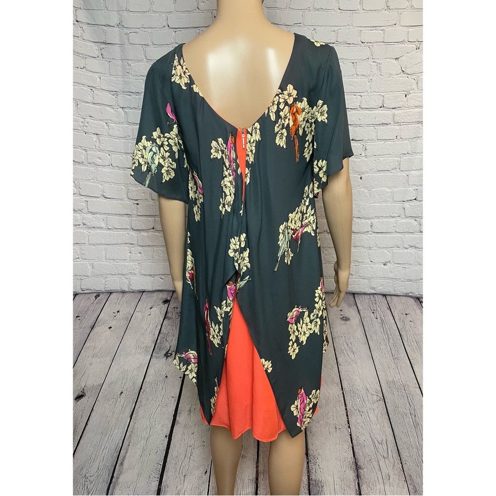 Other Rachel Roy Layered Silk Shift Blue Orange Dress Size L Size L / US 10 / IT 46 - 5 Thumbnail