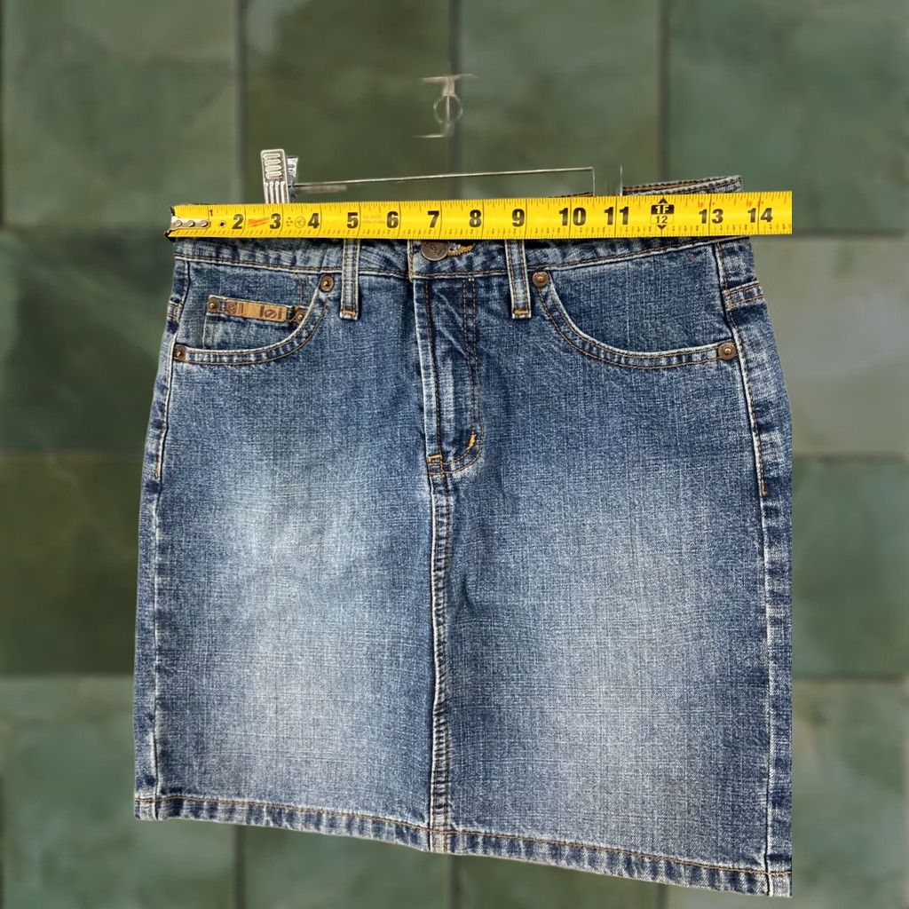 Vintage LEI Skirt Womens Denim Mini Blue Vintage Cotton Mexico Made 1 Short 90s Retro Pockets Size 25" / US 0 / IT 36 - 1 Thumbnail