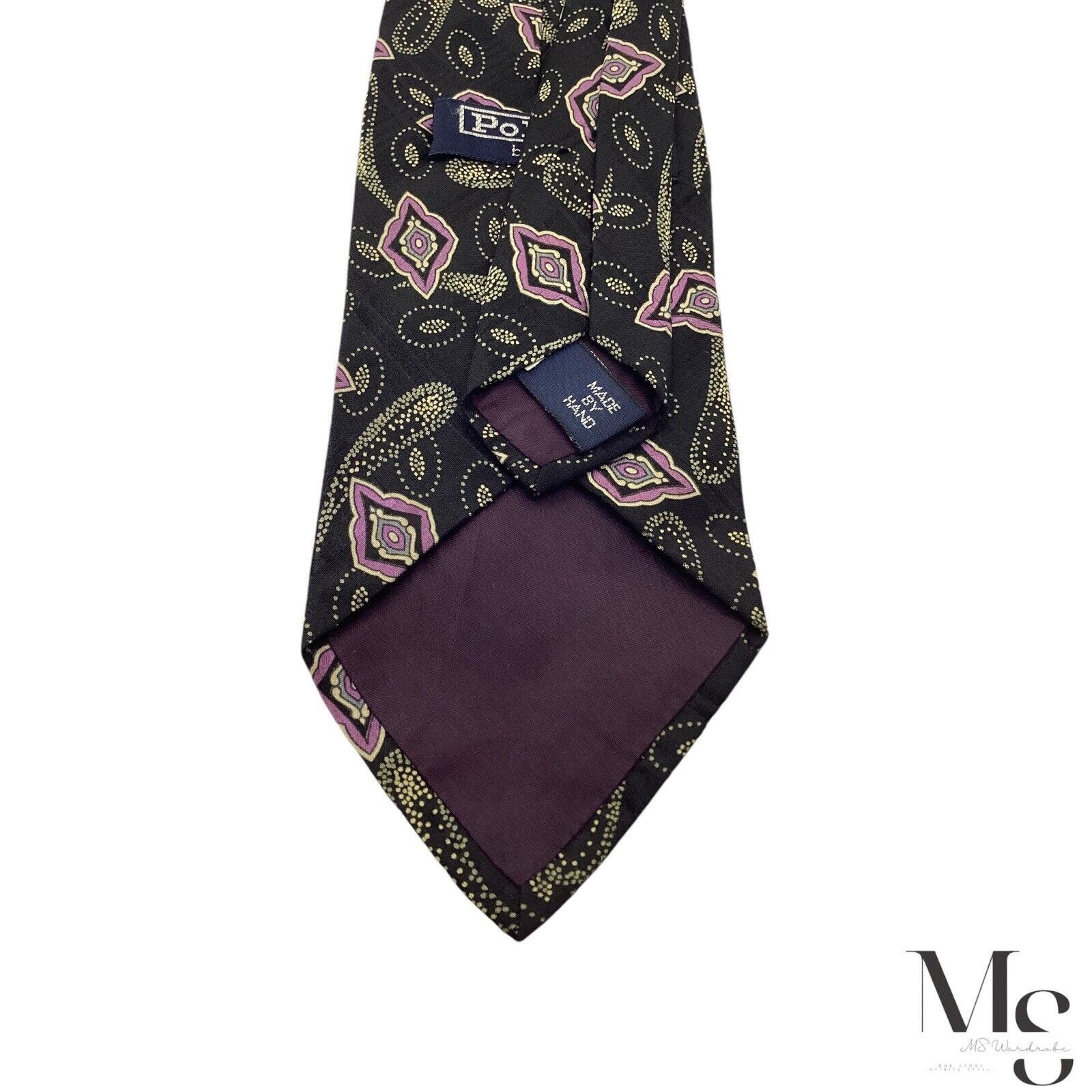 Polo Ralph Lauren POLO BY RALPH LAUREN Black Paisley Luxury Silk Tie H.Made In Size ONE SIZE - 6 Thumbnail