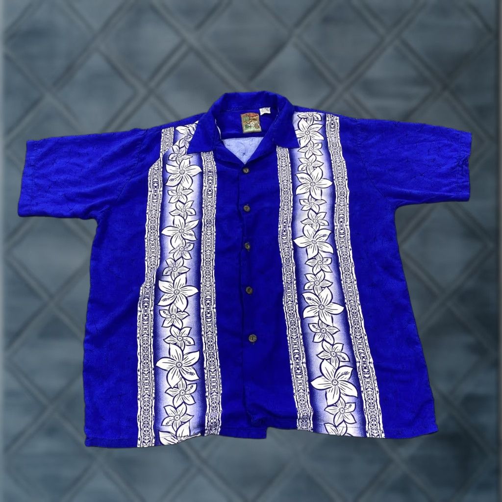 Vintage Pineapple Connections Shirt Mens Large Blue Hawaiian Short Sleeve Button-Up Size US L / EU 52-54 / 3 - 1 Thumbnail