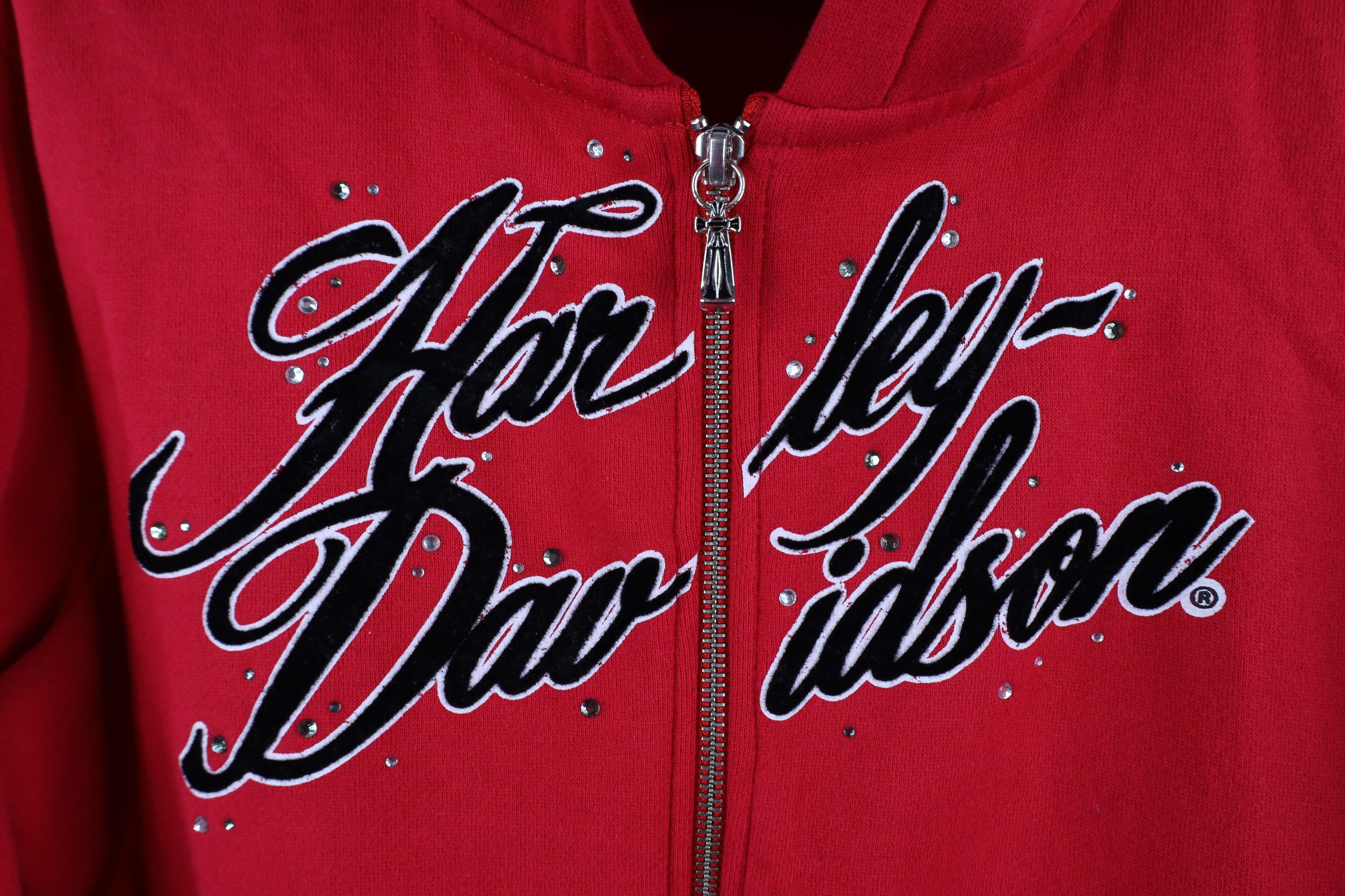Harley Davidson × Vintage Vintage Y2K Harley Davidson Rose Sequin Full Zip Hoodie Size L / US 10 / IT 46 - 4 Thumbnail