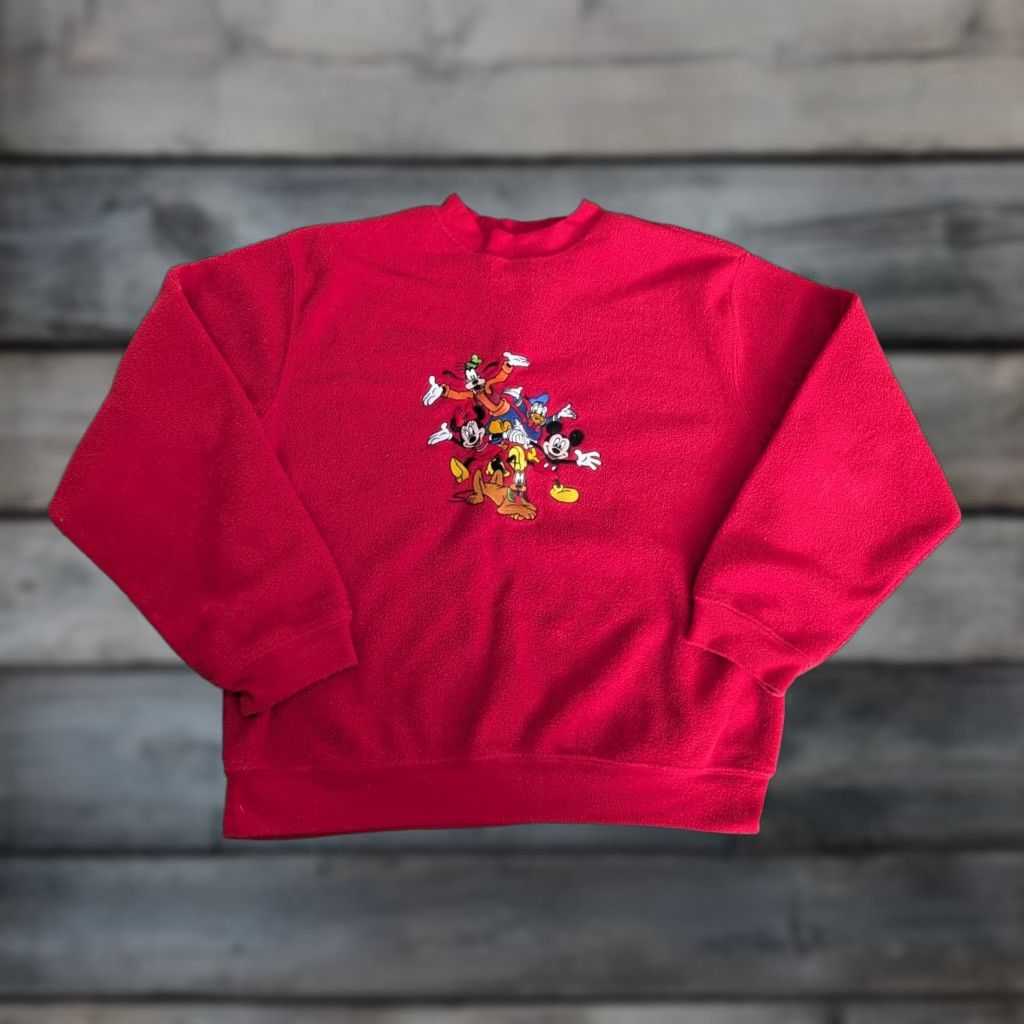 Disney VINTAGE Disney Sweatshirt Mickey Mouse Embroidered Fleece XL Red 90s Disney Store Unisex Adults Boy/Girl Shirts? Size US XL / EU 56 / 4 - 1 Thumbnail