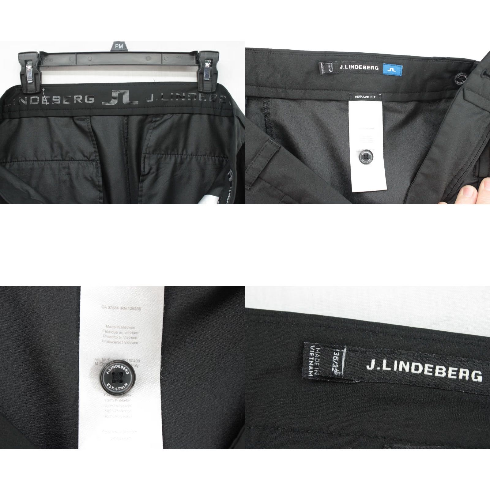 J.Lindeberg J Lindeberg Golf Pants Mens 36x30 Black Wicking Lightweight Athletic Performance Size US 36 / EU 52 - 8 Thumbnail