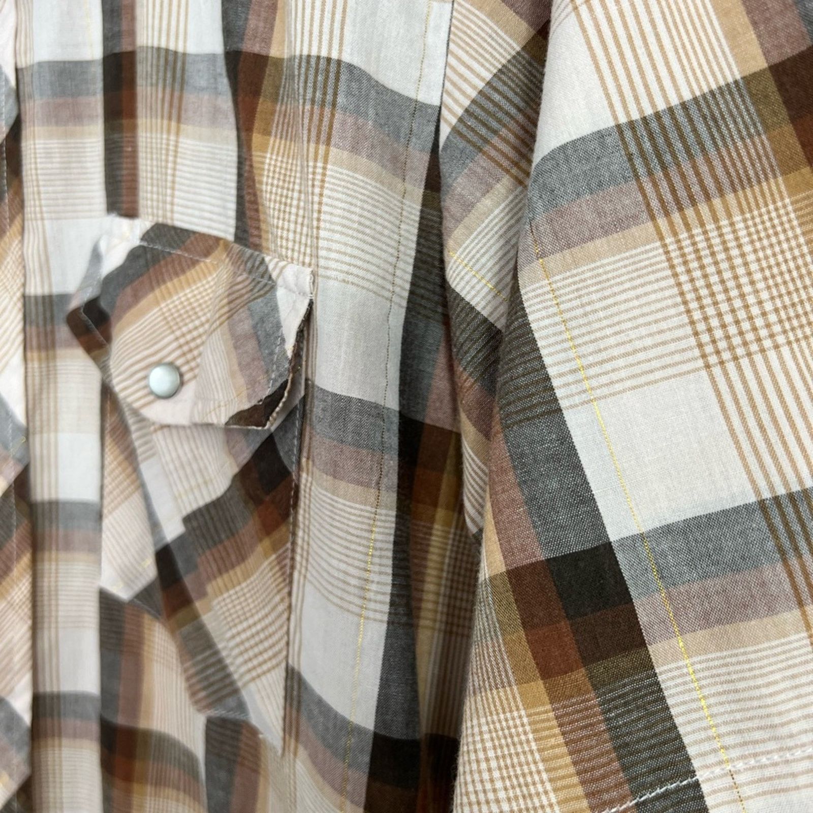 Roper Roper Pearl Snap Brown Plaid Shirt Pockets Diamond Pattern Size US S / EU 44-46 / 1 - 3 Thumbnail
