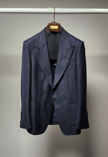 Tom Ford o1sm1stk0824 Shelton Herringbone Check Blazer in Dark Navy Size US S / EU 44-46 / 1 - 1 Thumbnail