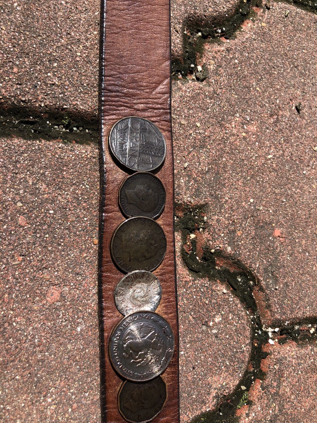 Tete Homme 💢Very Rare💢 Tete Homme Coin Leather Belt Size 34 - 7 Thumbnail