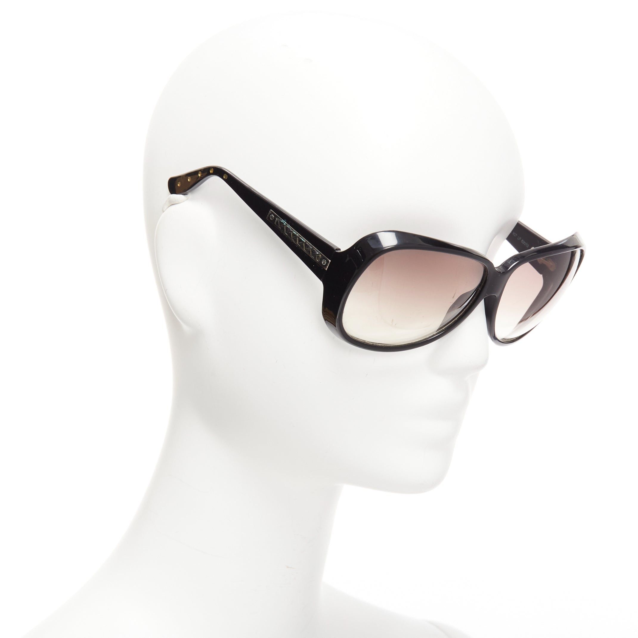 Bottega Veneta BOTTEGA VENETA BV68S black woven leather trim brown oversized sunglasses Size ONE SIZE - 1 Thumbnail