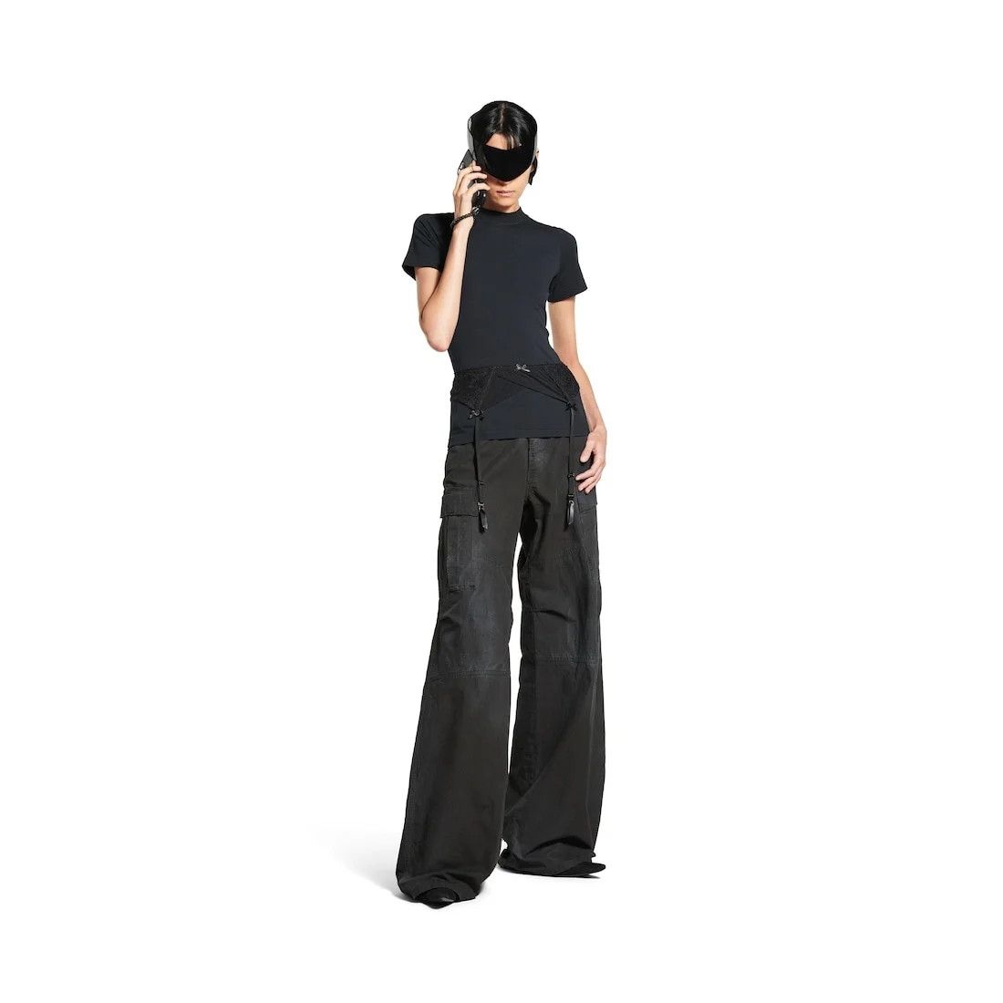 Balenciaga o1tr1nto0526 Lingerie T-Shirt in Faded Black Size S / US 4 / IT 40 - 2 Thumbnail
