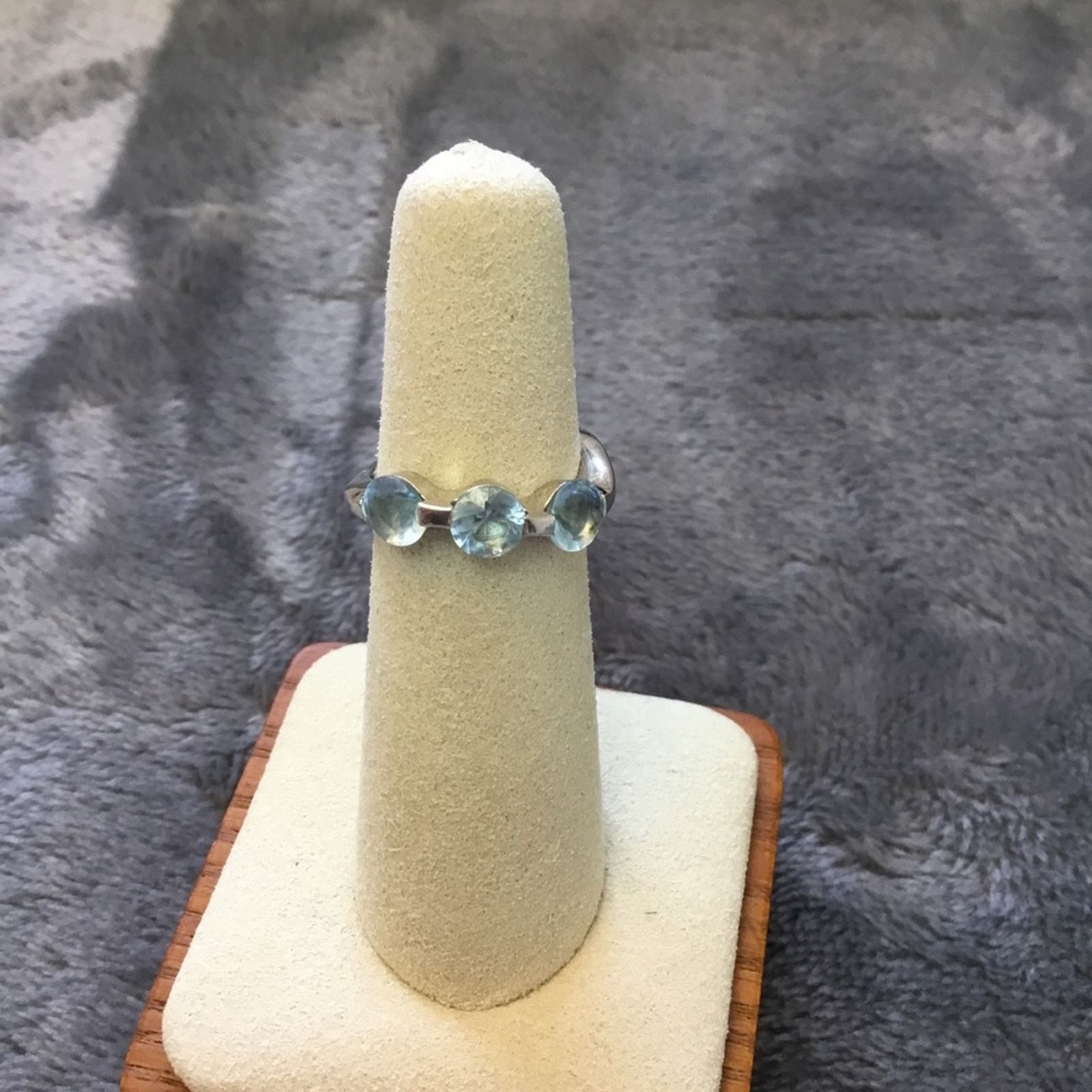 Other Sterling Silver Blue Trio Crystal Ring Size ONE SIZE - 1 Thumbnail