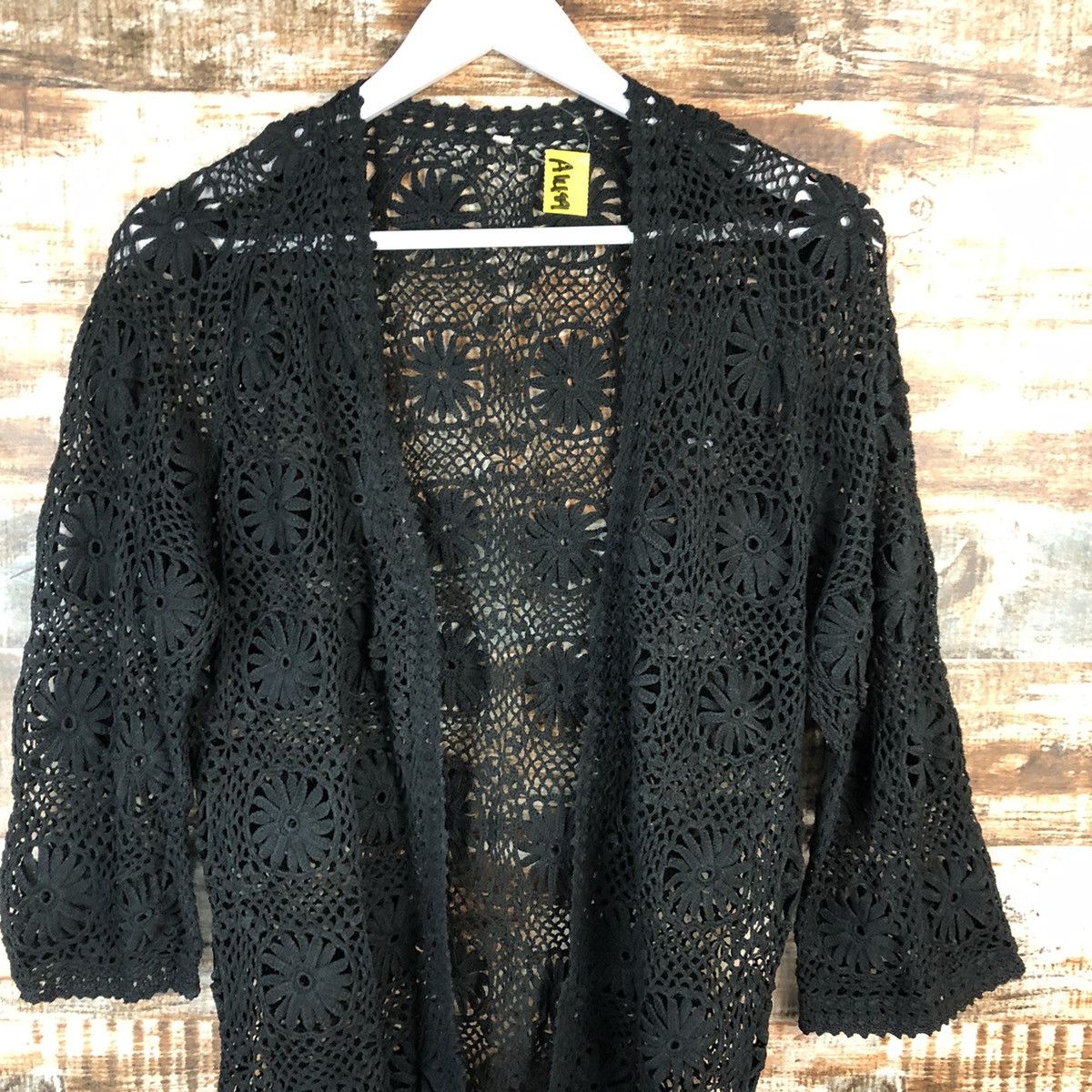 Japanese Brand Japan vintage Black meshnet crochet Cardigan Knitwear #A1489 Size M / US 6-8 / IT 42-44 - 5 Thumbnail