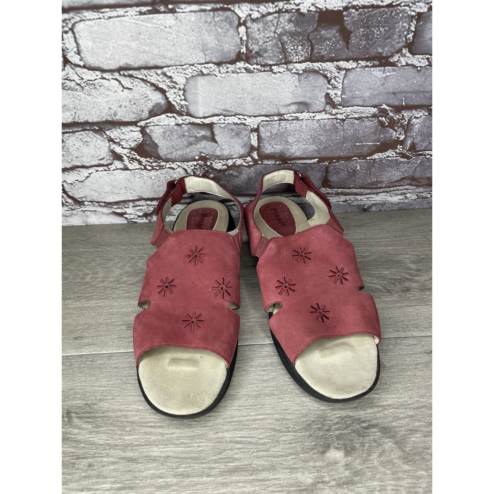 Propper Propet Pink Suede Leather Floral Casual Comfort Sandals Wome Size US 8.5 / IT 38.5 - 13 Thumbnail