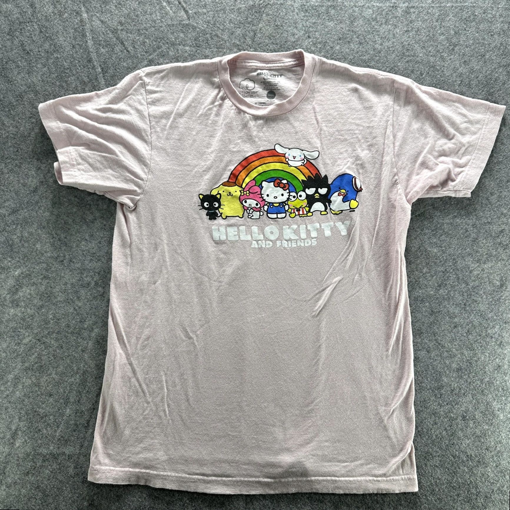 Vintage Hello Kitty And Friends Shirt Mens Medium Pink Rainbow Graphic Sanrio Tee Size US M / EU 48-50 / 2 - 2 Thumbnail
