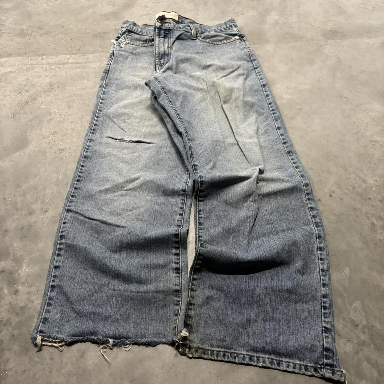 Japanese Brand × Vintage Crazy Vintage Y2K/2000s Baggy Faded Light Wash Skater Wide Leg Denim Jeans! Size US 38 / EU 54 - 3 Thumbnail