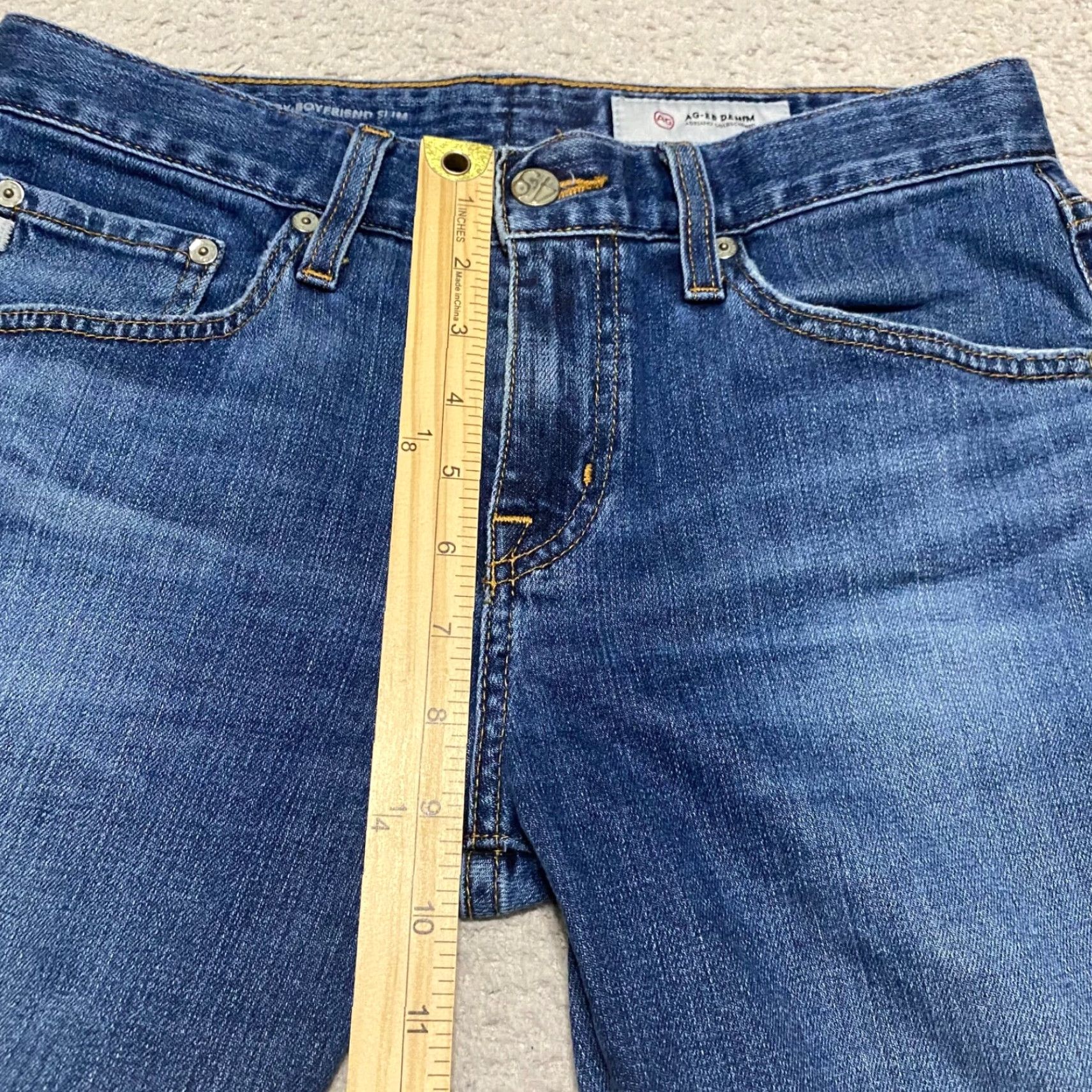 Denime AG Adriano Goldschmied Jeans Women's Slim Straight Blue Denim Dark Wash 26 5-Pocket Design Button Zipper Mid Rise Adult Regular Jeans Womens BB Size 26" / US 2 / IT 38 - 4 Thumbnail