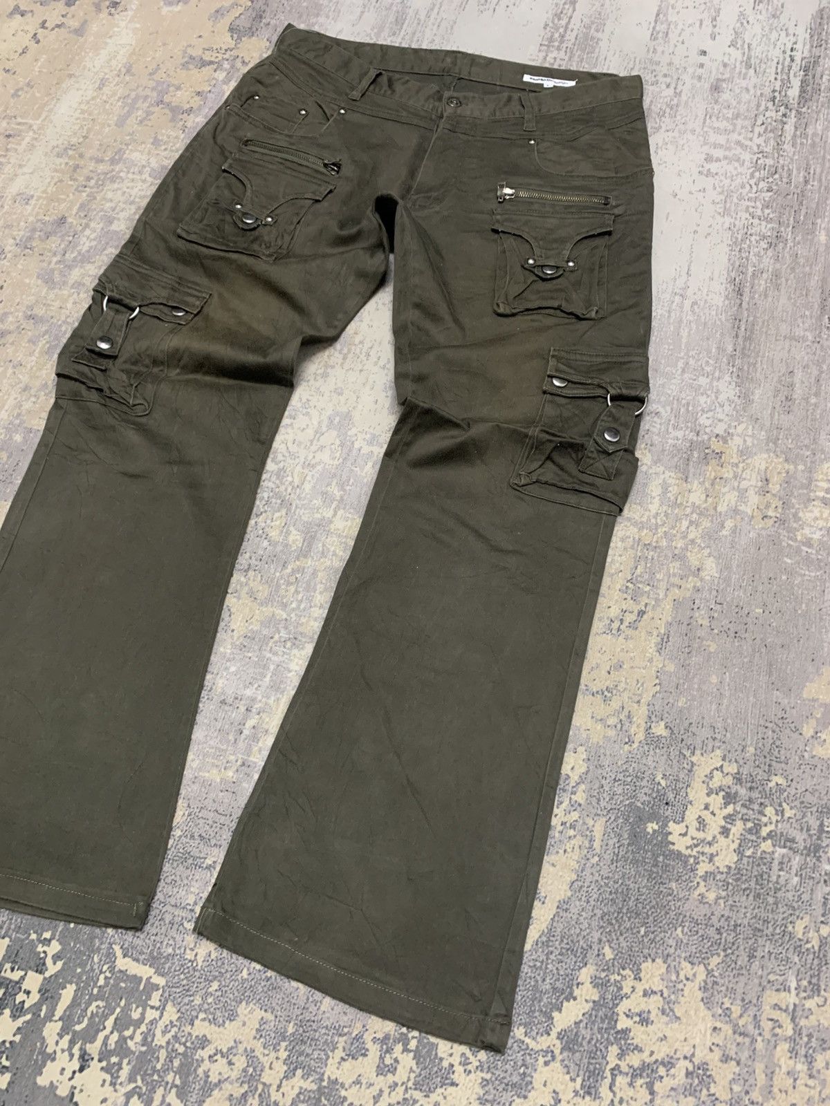 If Six Was Nine Semantic Design Cyber Y2K Bondage Flare Cargo Pants Size US 32 / EU 48 - 5 Thumbnail