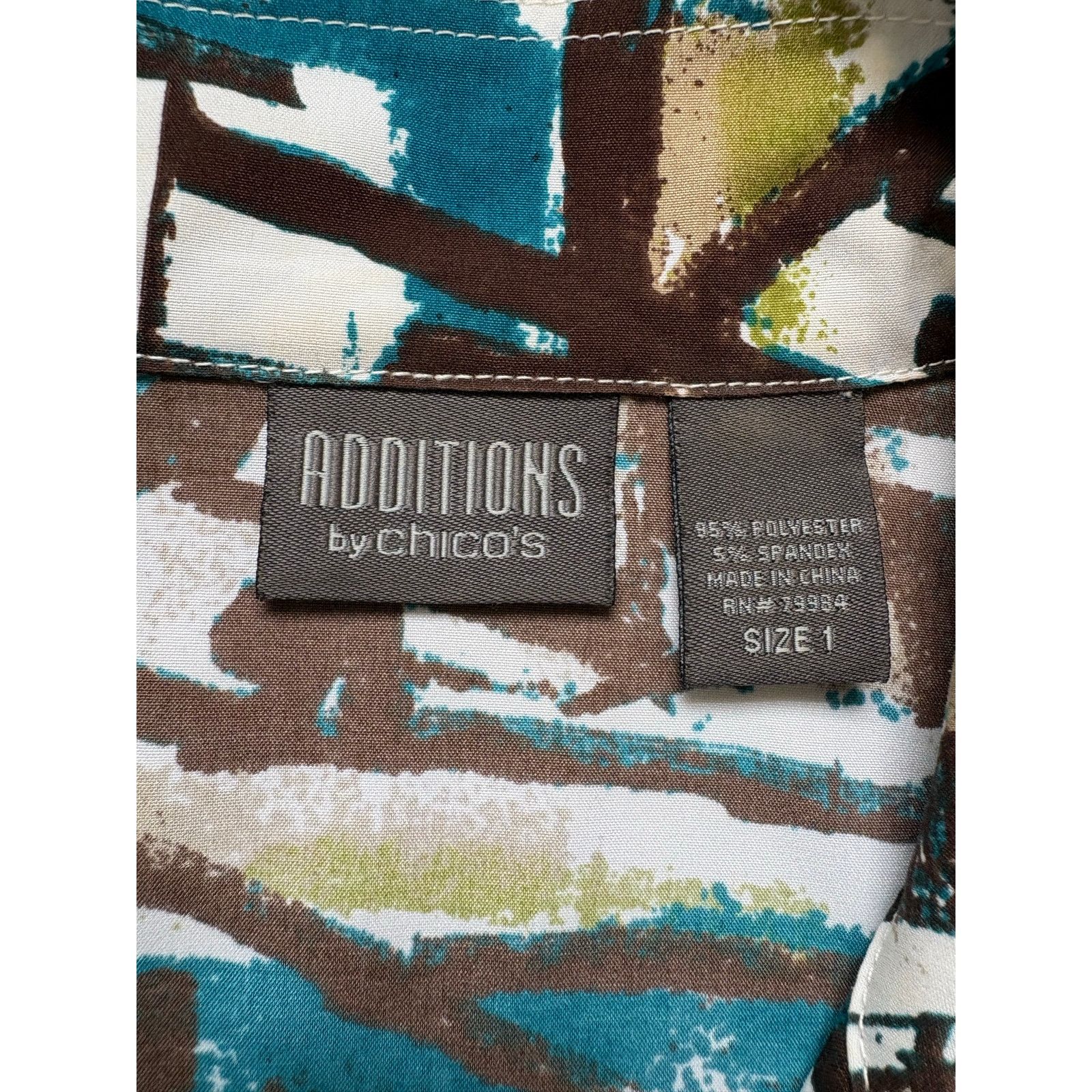 Other Additions by Chico’s | Geometric Allover Print Zip Shirt | 1 Size XS / US 0-2 / IT 36-38 - 3 Thumbnail