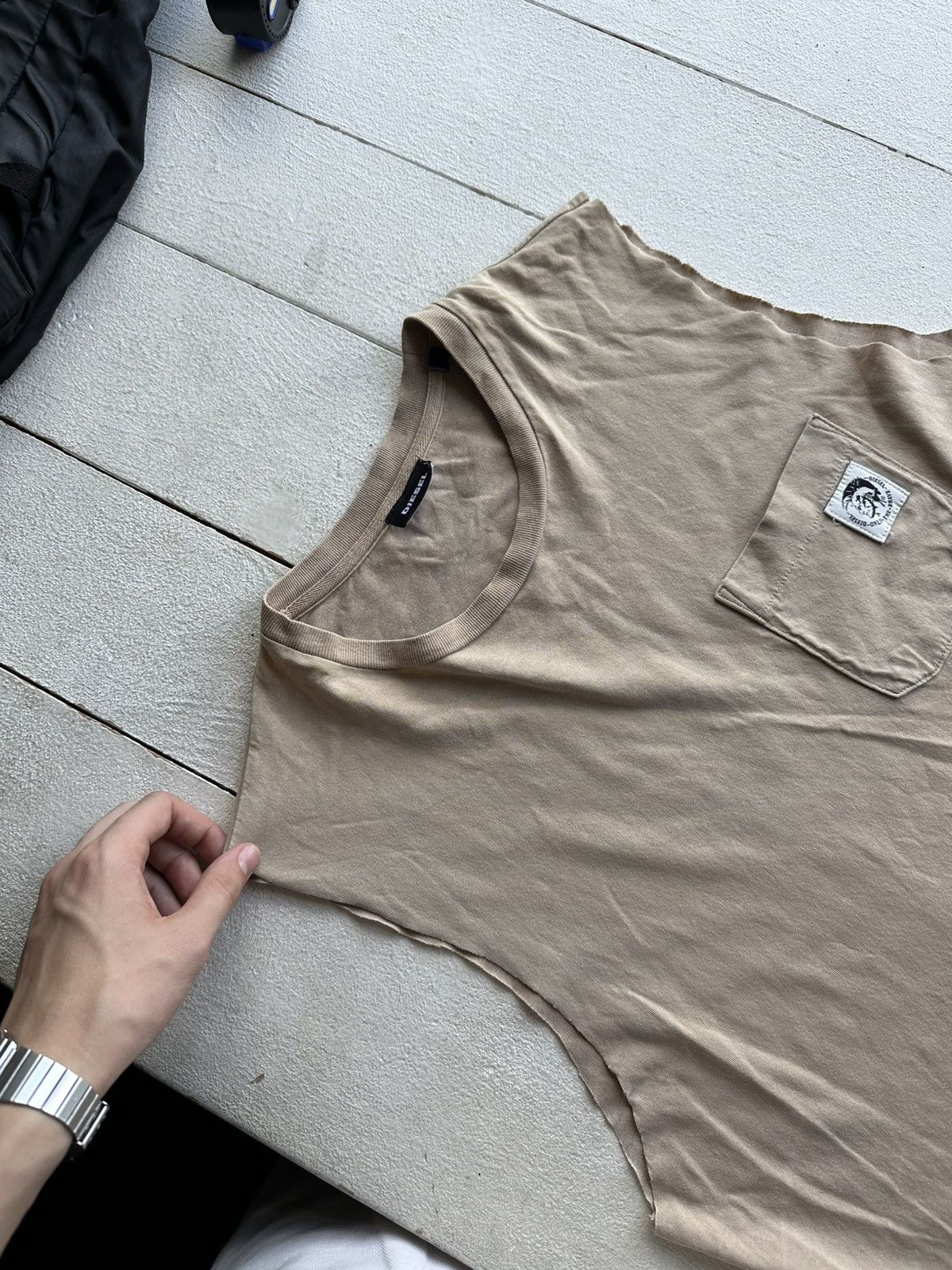 Diesel CRAZY🚨 DIESEL AVANT GARDE Y2K POCKET TANK TOP MEN BEIGE Size US M / EU 48-50 / 2 - 2 Thumbnail