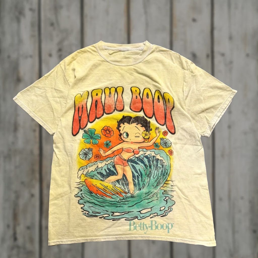 Vintage Y2K Betty Boop T-shirt Mens M Yellow Grunge Graphic Top Maui Bop Size US M / EU 48-50 / 2 - 1 Thumbnail