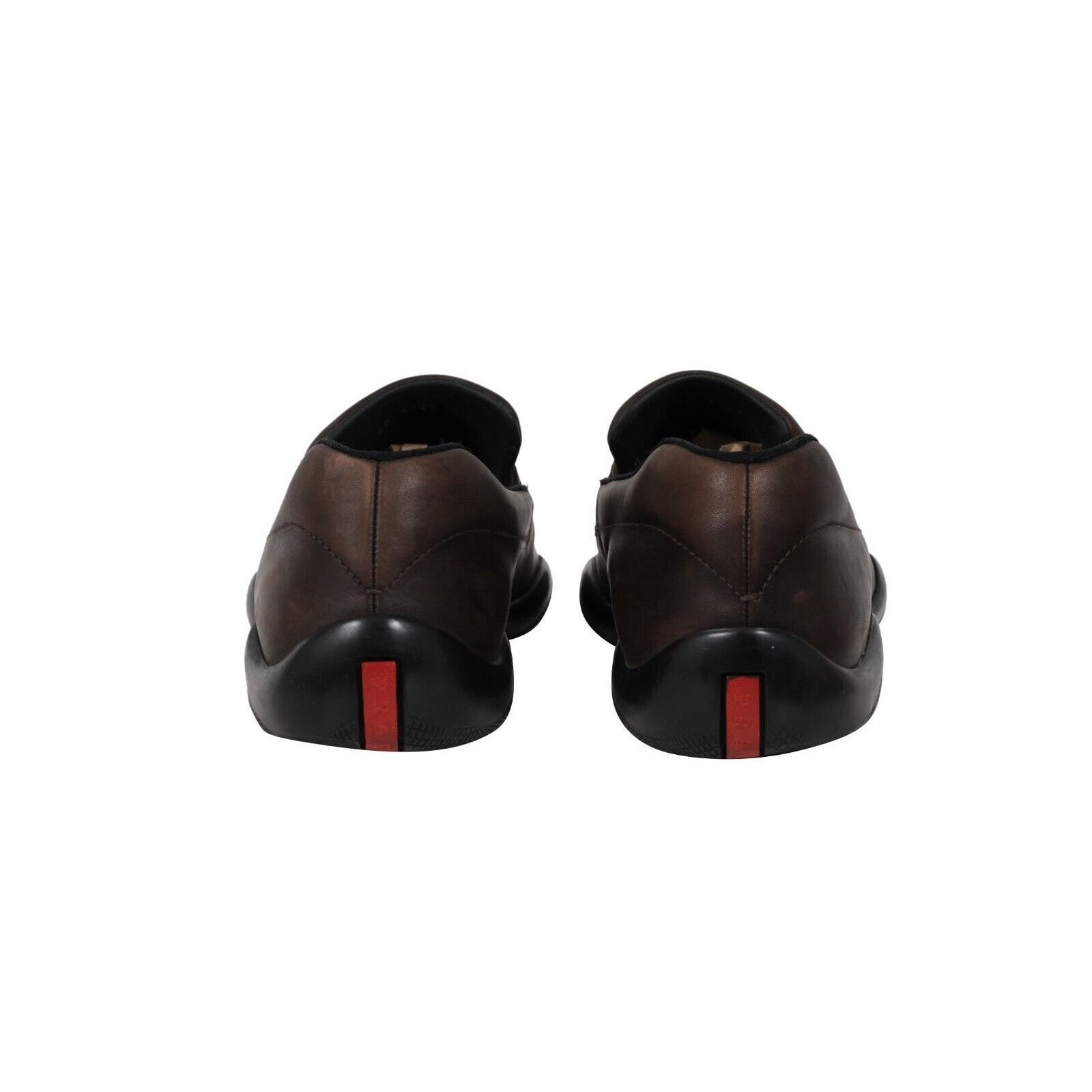 Prada Traingle Logo Plaque Loafers Brown Leather - 01768 Size US 11 / EU 44 - 5 Thumbnail