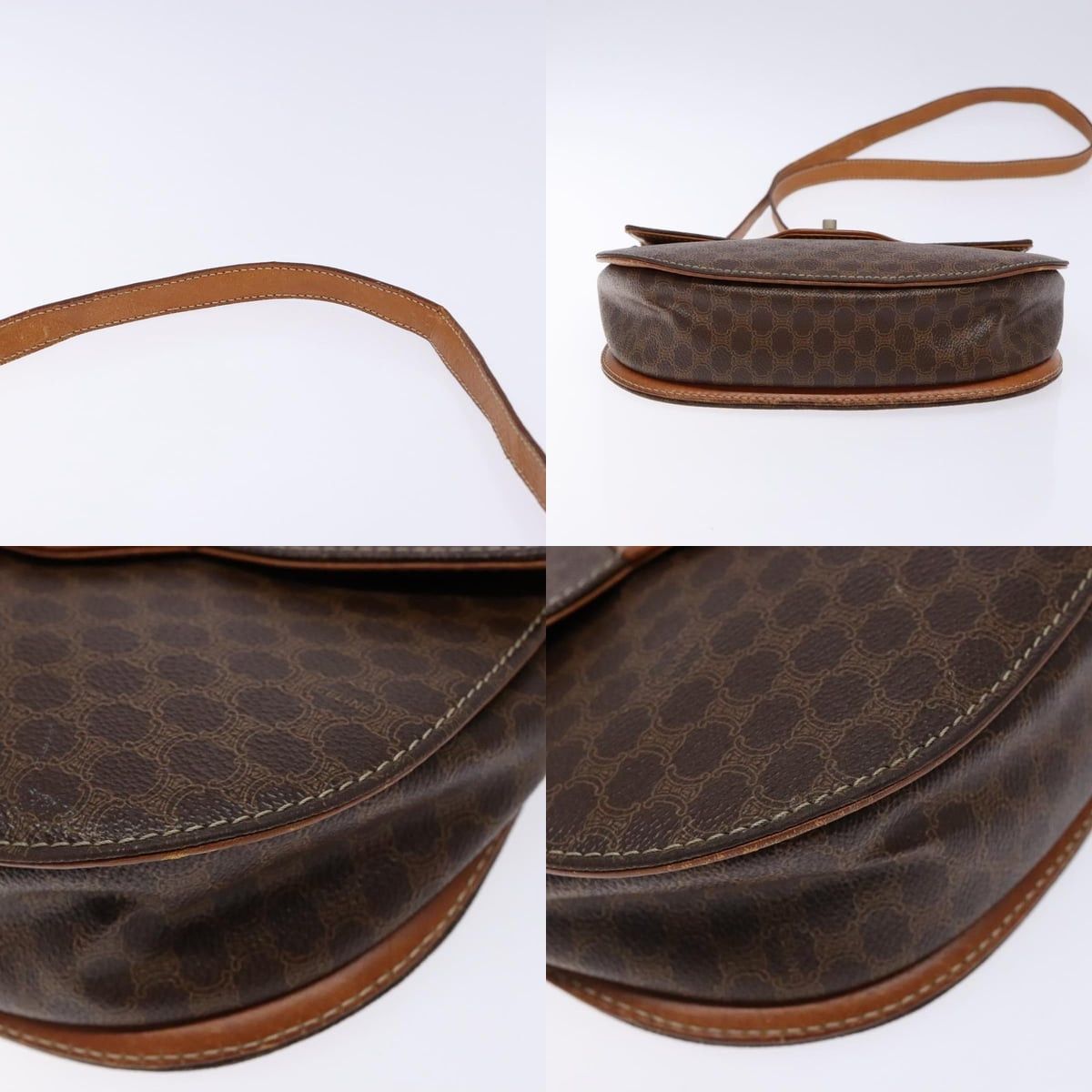 Celine CELINE Macadam Canvas Hand Bag Pvc Leather Brown Gold Size ONE SIZE - 10 Thumbnail