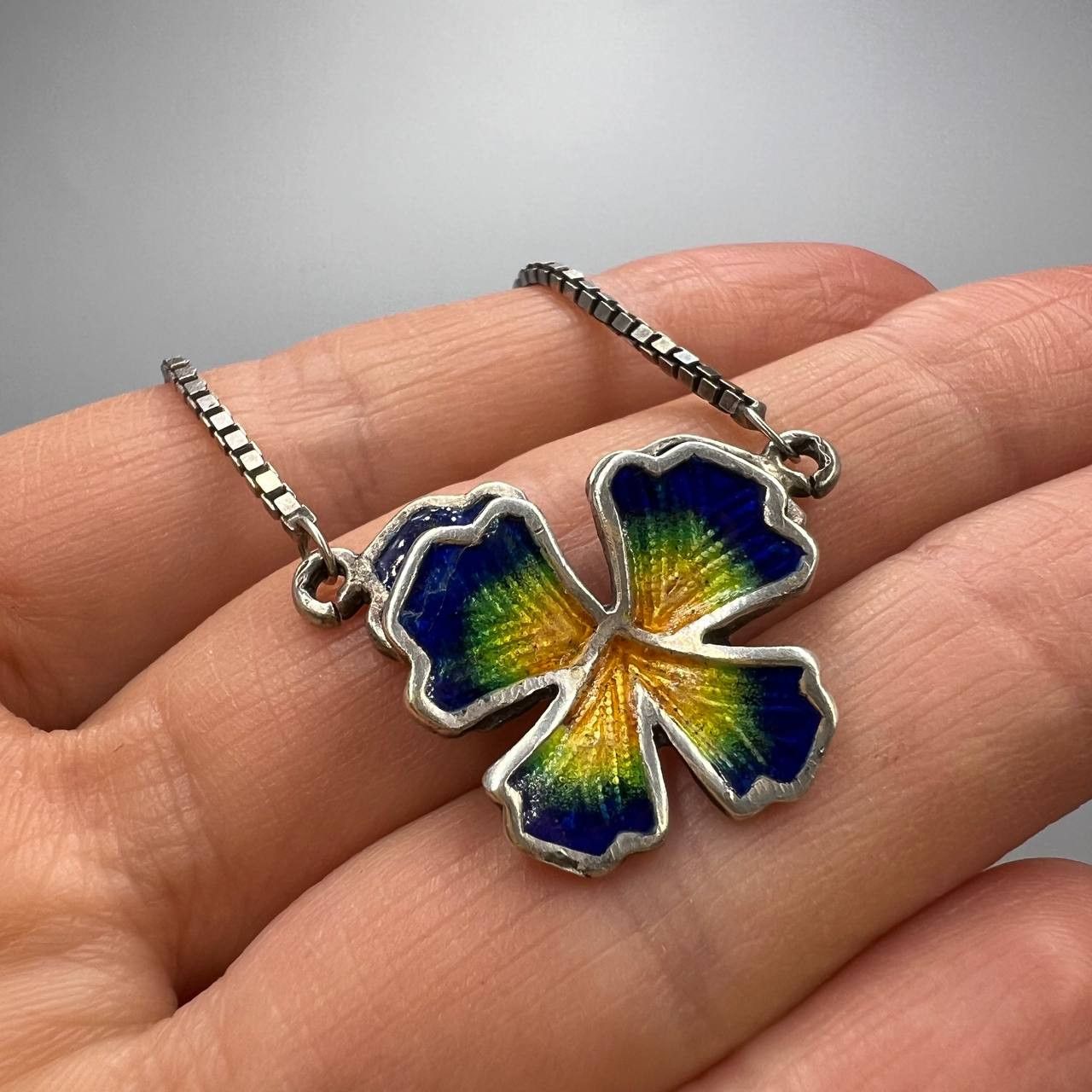 Vintage Vintage Chain Necklace Pendant Enamel Sterling Silver 925 I Size ONE SIZE - 2 Thumbnail
