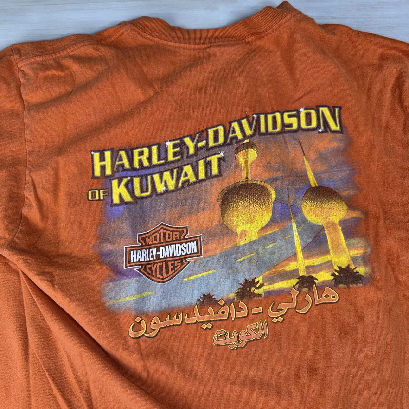 Harley Davidson VINTAGE Harley-Davidson Shirt Mens L Orange Eagle Kuwait Pocket Made USA 90s Size US L / EU 52-54 / 3 - 6 Thumbnail