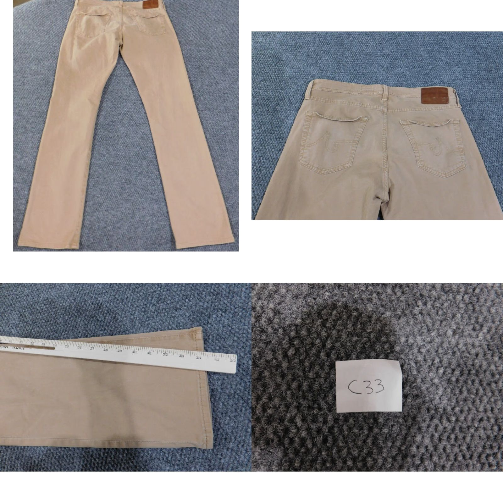 Denime AG Adriano Goldschmied jeans mens 34x34 beige slim straight denim 34 inseam mid rise regular backstage? Size US 34 / EU 50 - 8 Thumbnail