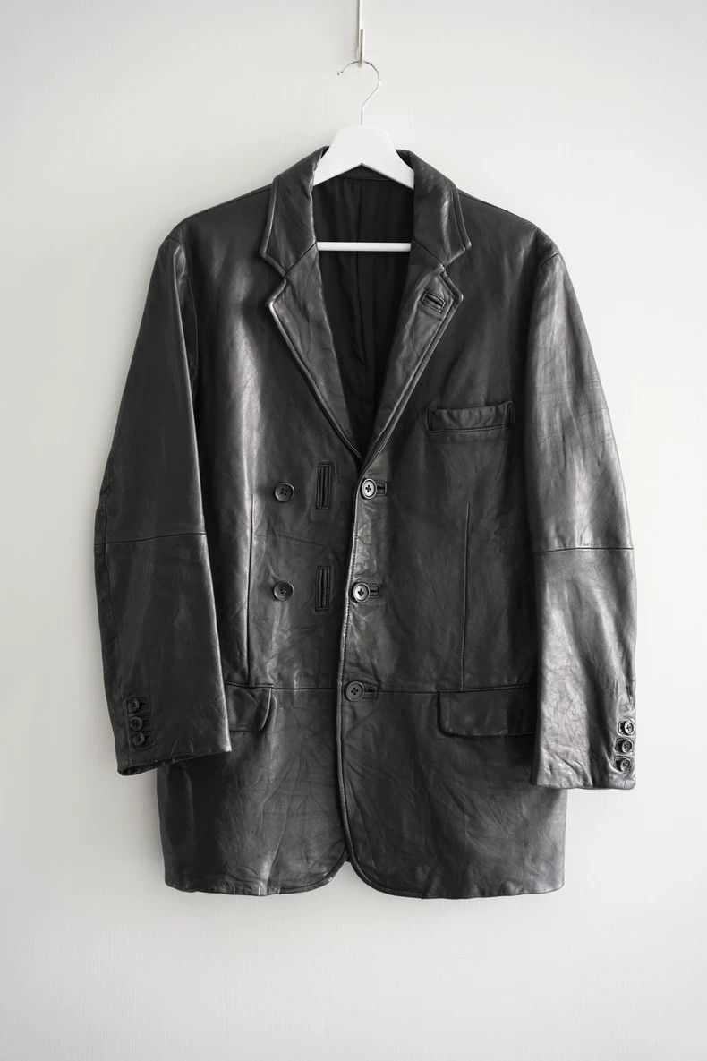 Yohji Yamamoto Yohji Yamamoto Double Button Leather Jacket Size US S / EU 44-46 / 1 - 1 Thumbnail