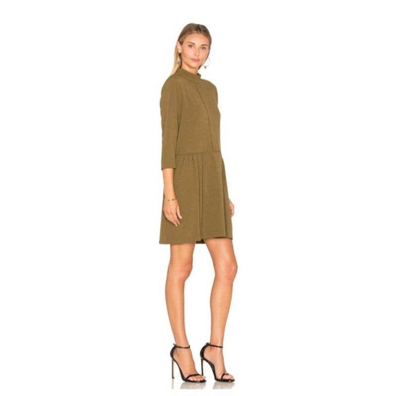 Ganni GANNI Clark Dress in Dark Olive Size XS Size XS / US 0-2 / IT 36-38 - 2 Thumbnail